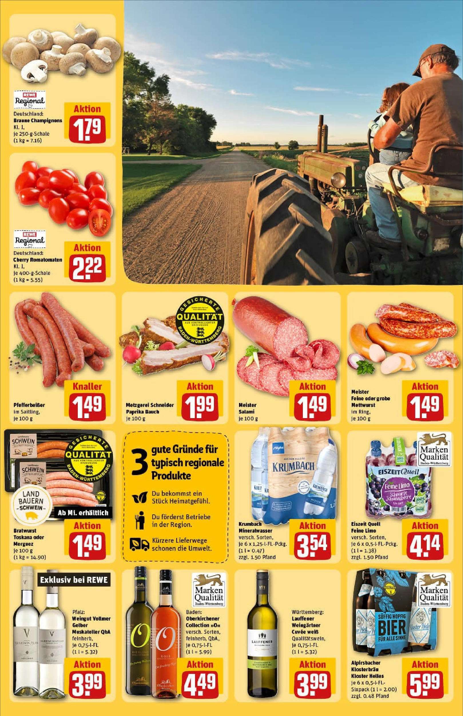 REWE Prospekt ab 01.09.2025 zum Blättern » Angebote | Seite: 29 | Produkte: Bier, Mineralwasser, Champignons, Salami
