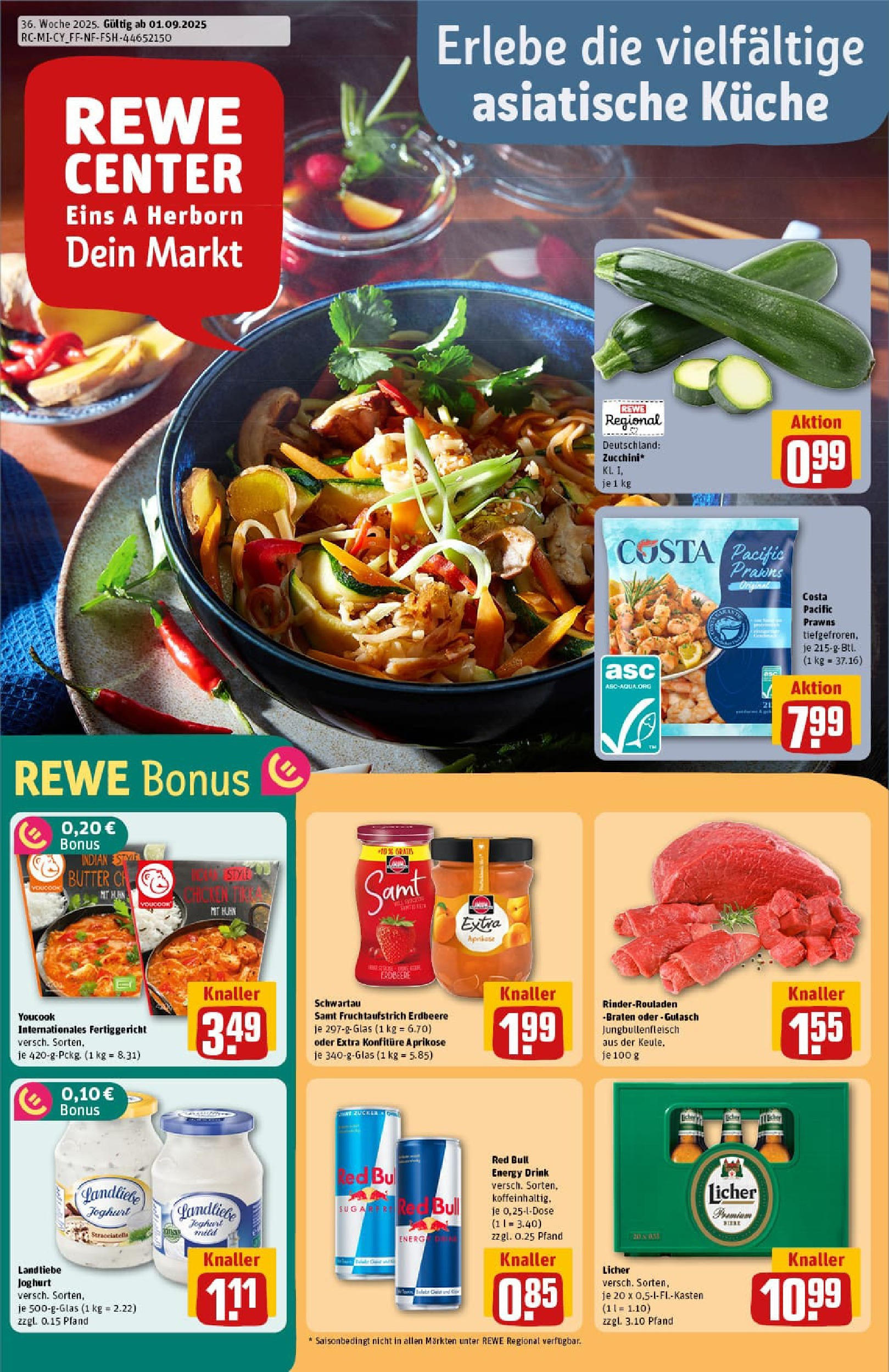 REWE Prospekt ab 01.09.2025 zum Blättern » Angebote | Seite: 1 | Produkte: Rinderrouladen, Küche, Gulasch, Zucchini REWE Prospekt ab 01.09.2025 zum Blättern » Angebote | Seite: 1 | Produkte: Rinderrouladen, Küche, Gulasch, Zucchini