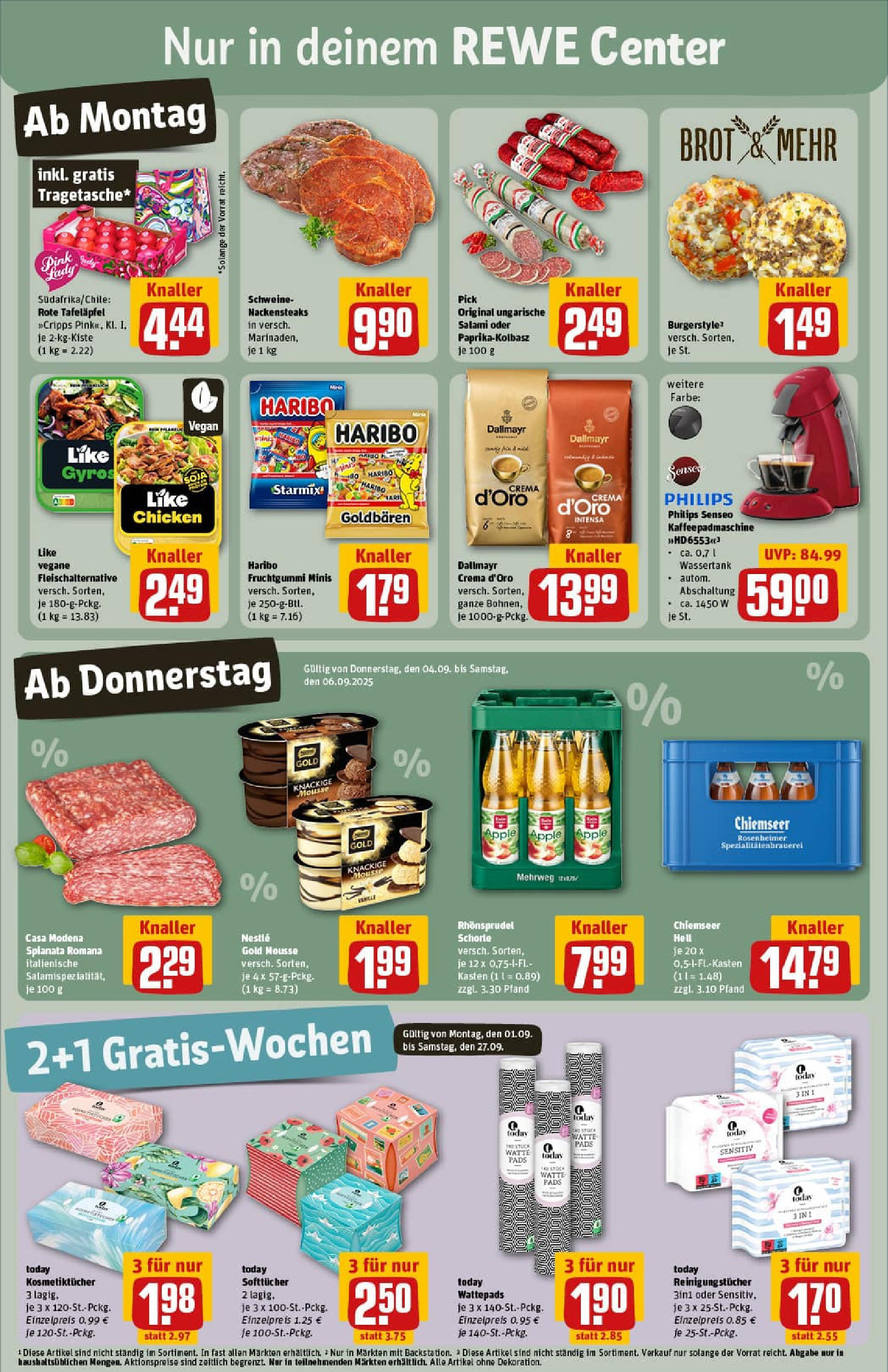 REWE Prospekt ab 01.09.2025 zum Blättern » Angebote | Seite: 3 | Produkte: Senseo, Haribo, Apple, Brot REWE Prospekt ab 01.09.2025 zum Blättern » Angebote | Seite: 3 | Produkte: Senseo, Haribo, Apple, Brot
