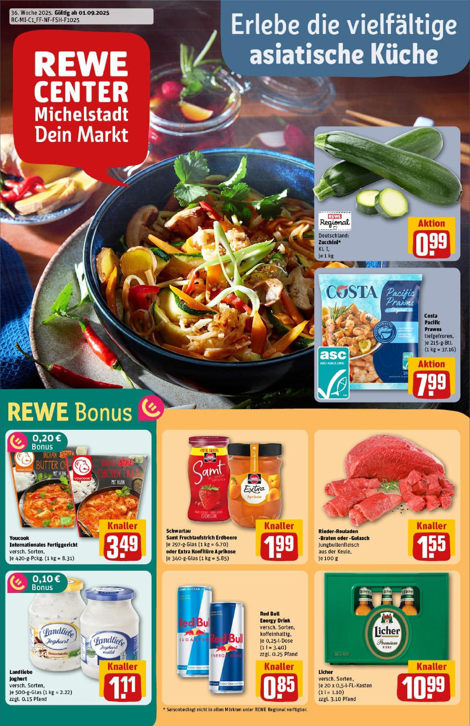 REWE Prospekt ab 01.09.2025 zum Blättern » Angebote | Seite: 1 | Produkte: Energy, Schwartau samt, Gulasch, Landliebe joghurt REWE Prospekt ab 01.09.2025 zum Blättern » Angebote | Seite: 1 | Produkte: Energy, Schwartau samt, Gulasch, Landliebe joghurt