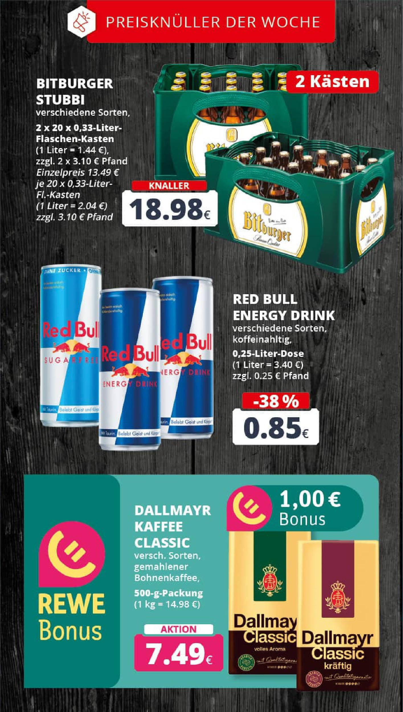 REWE Prospekt ab 01.09.2025 zum Blättern » Angebote | Seite: 4 | Produkte: Bitburger, Red bull, Kaffee, Dallmayr
