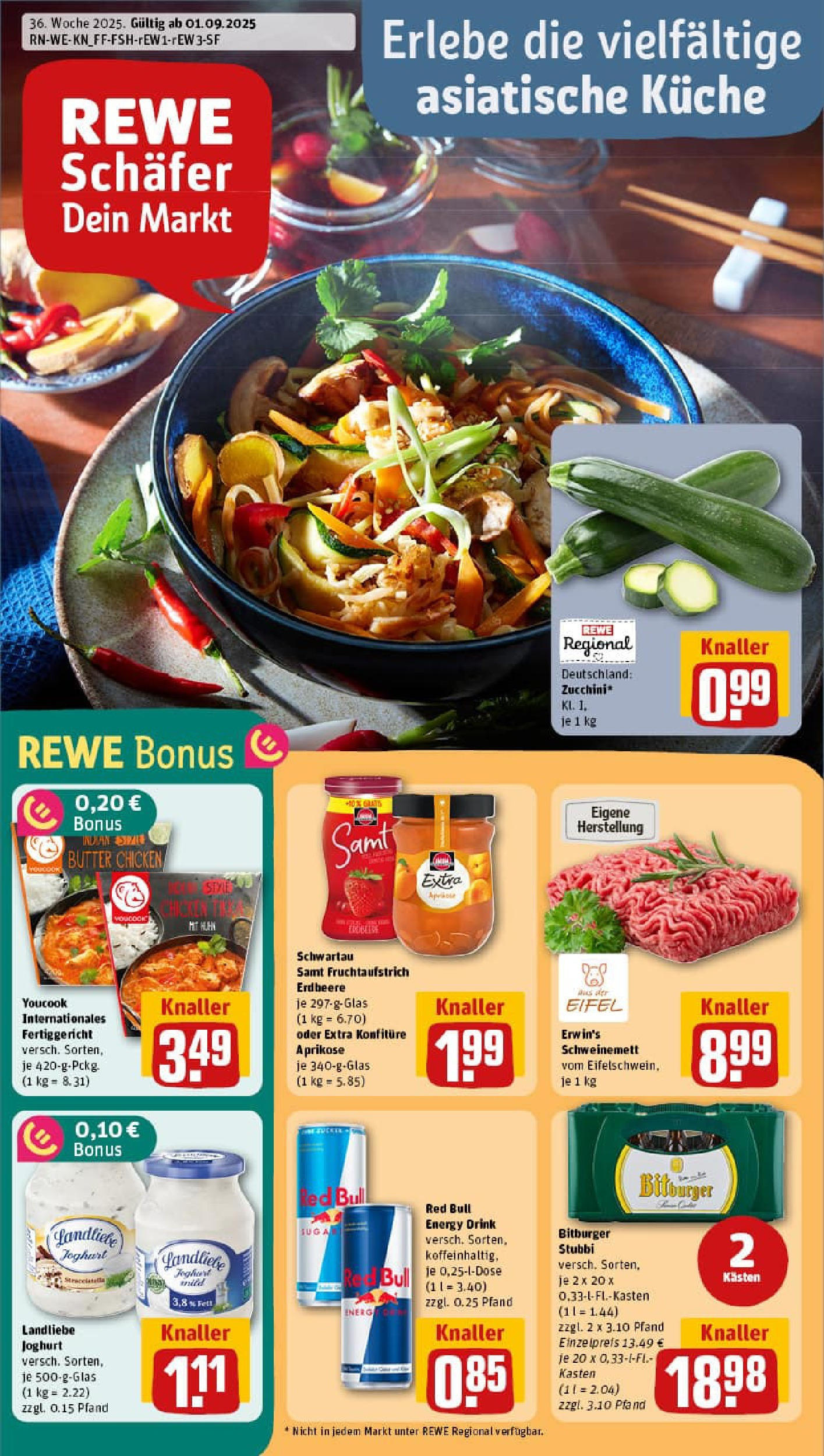 REWE Prospekt ab 01.09.2025 zum Blättern » Angebote | Seite: 1 | Produkte: Red bull, Energy, Butter, Joghurt REWE Prospekt ab 01.09.2025 zum Blättern » Angebote | Seite: 1 | Produkte: Red bull, Energy, Butter, Joghurt