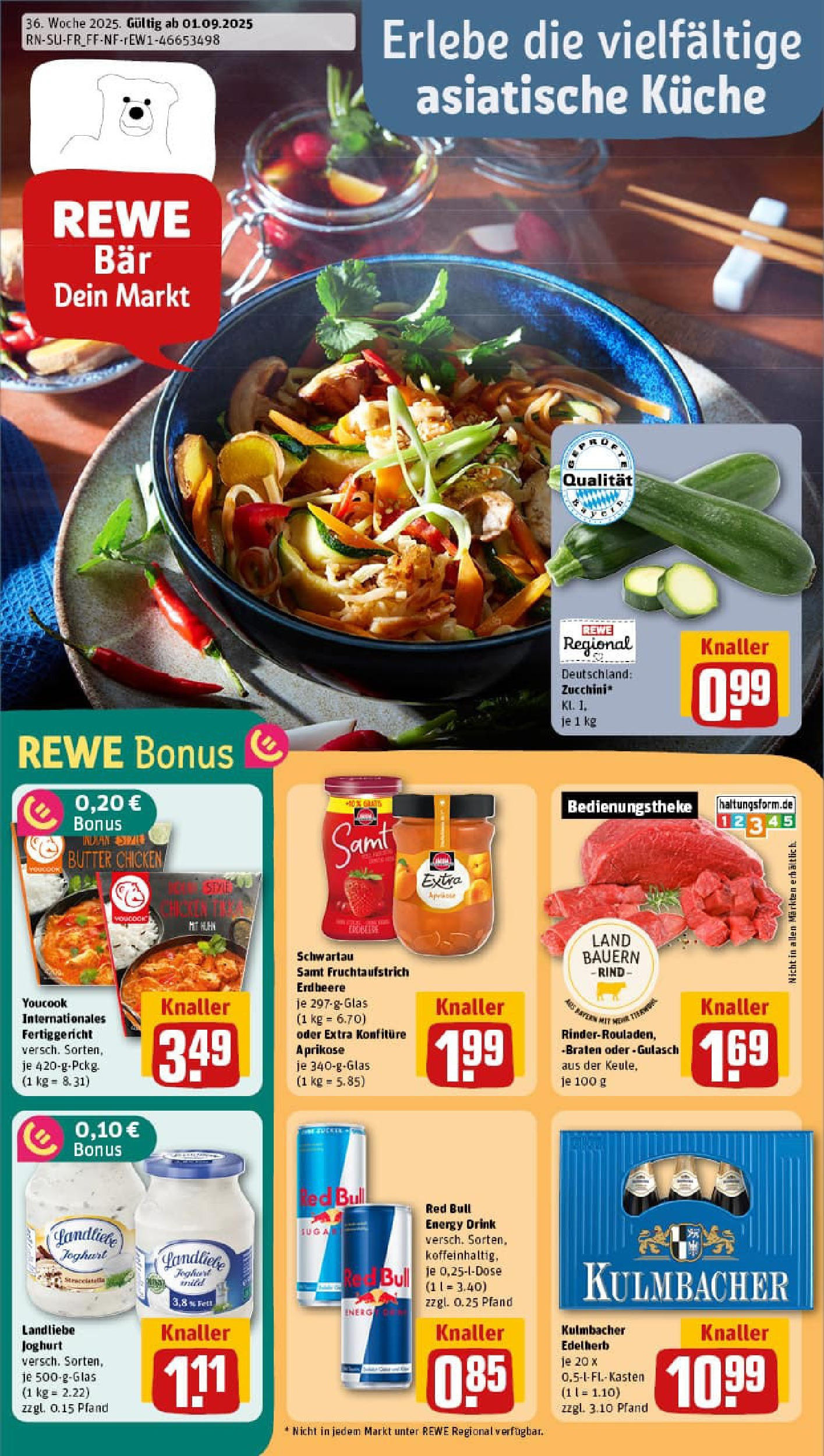 REWE Prospekt ab 01.09.2025 zum Blättern » Angebote | Seite: 1 | Produkte: Youcook, Energy, Joghurt, Küche REWE Prospekt ab 01.09.2025 zum Blättern » Angebote | Seite: 1 | Produkte: Youcook, Energy, Joghurt, Küche