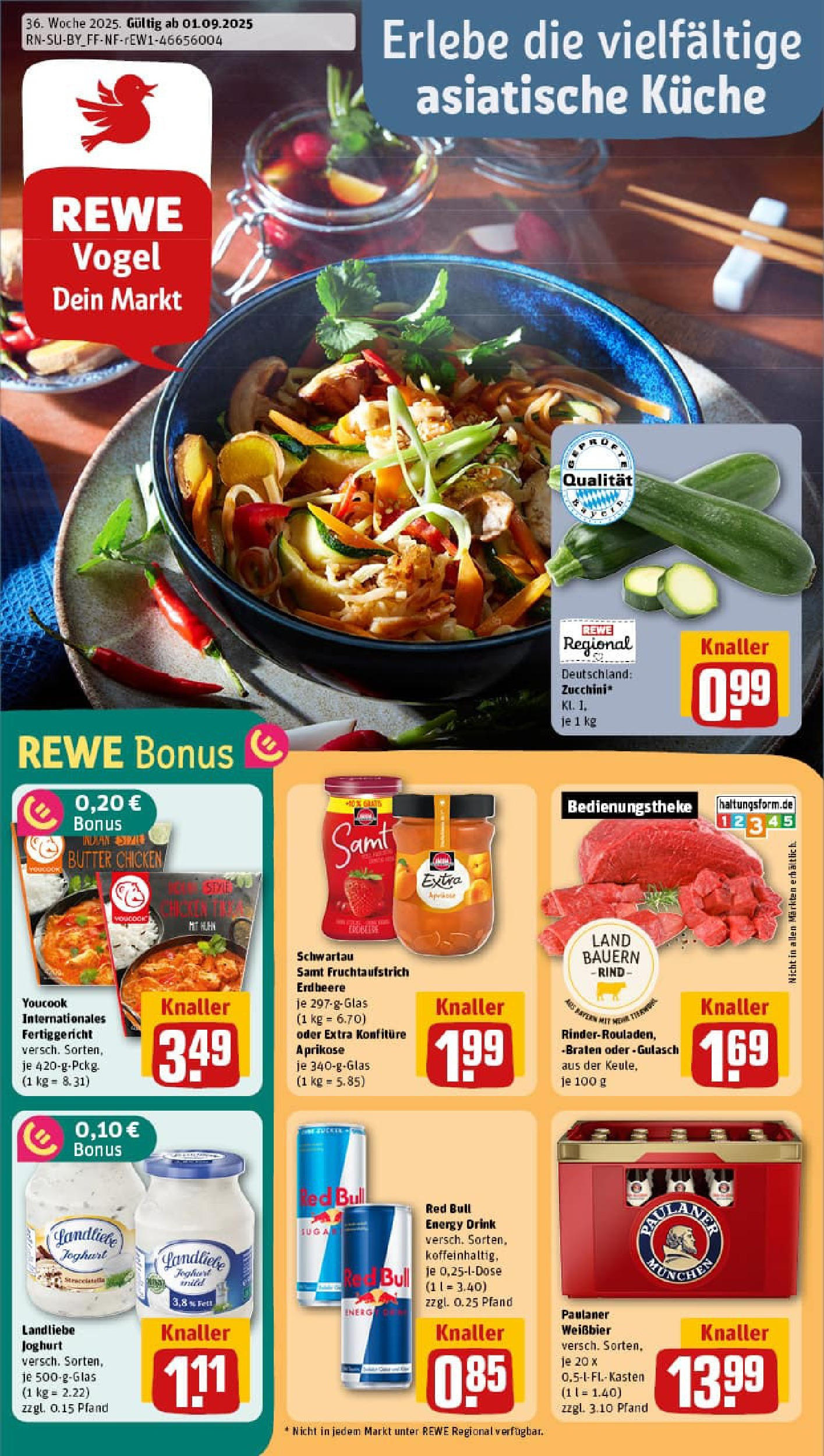 REWE Prospekt ab 01.09.2025 zum Blättern » Angebote | Seite: 1 | Produkte: Youcook, Butter, Weißbier, Schwartau samt REWE Prospekt ab 01.09.2025 zum Blättern » Angebote | Seite: 1 | Produkte: Youcook, Butter, Weißbier, Schwartau samt