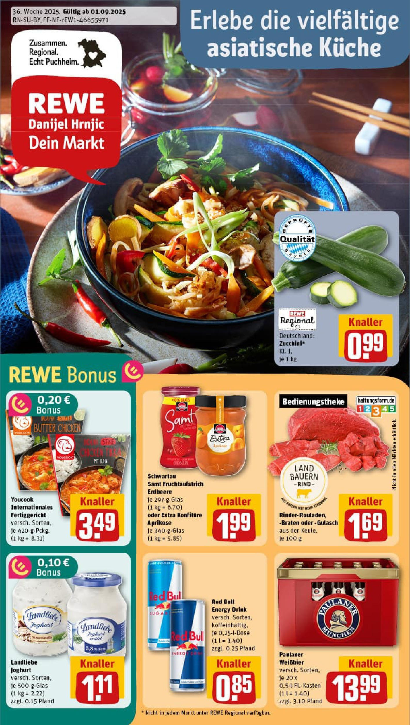 REWE Prospekt ab 01.09.2025 zum Blättern » Angebote | Seite: 1 | Produkte: Youcook, Butter, Küche, Zucchini REWE Prospekt ab 01.09.2025 zum Blättern » Angebote | Seite: 1 | Produkte: Youcook, Butter, Küche, Zucchini