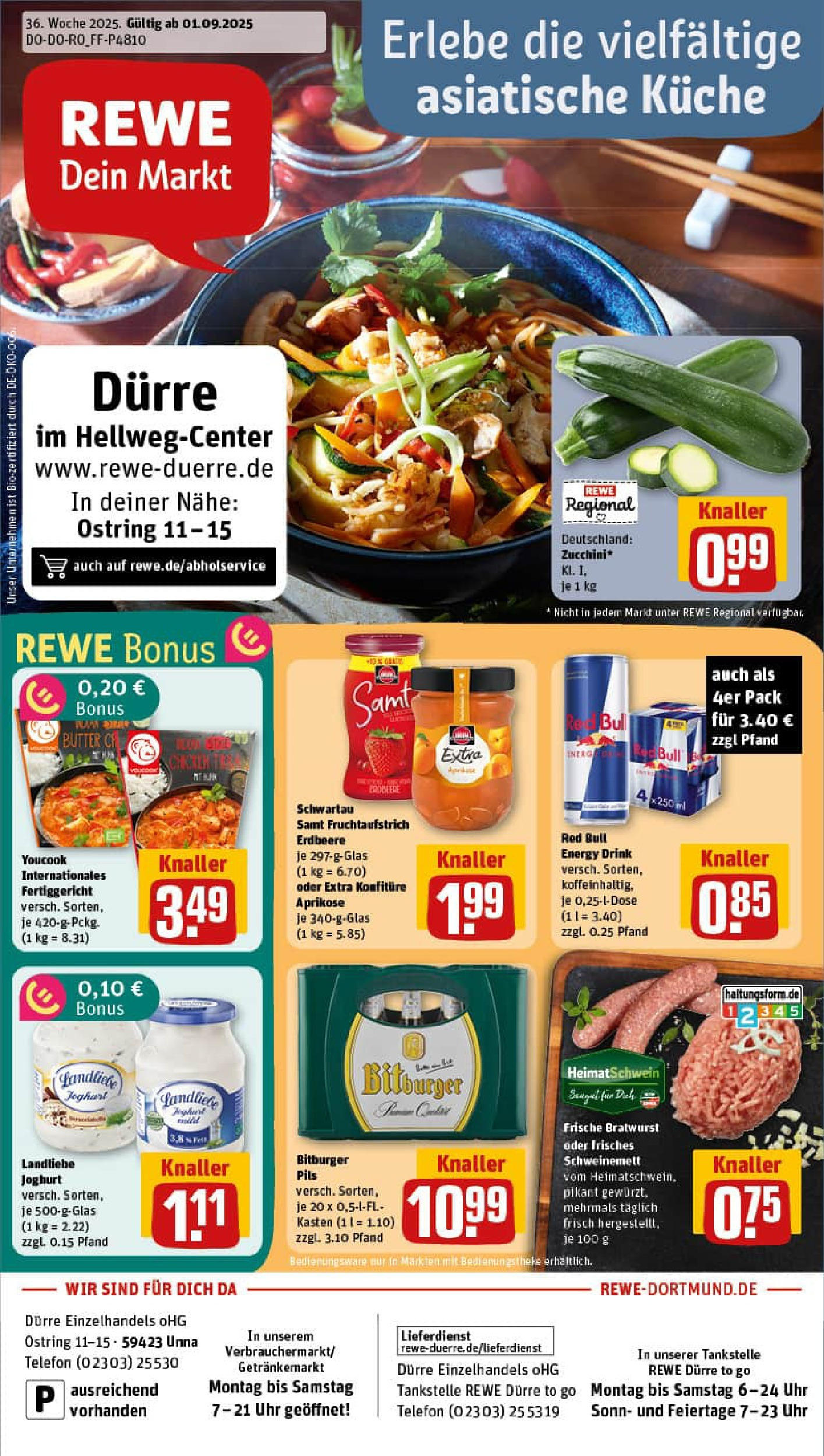 REWE Prospekt ab 01.09.2025 zum Blättern » Angebote | Seite: 1 | Produkte: Bitburger, Energy, Butter, Bratwurst REWE Prospekt ab 01.09.2025 zum Blättern » Angebote | Seite: 1 | Produkte: Bitburger, Energy, Butter, Bratwurst