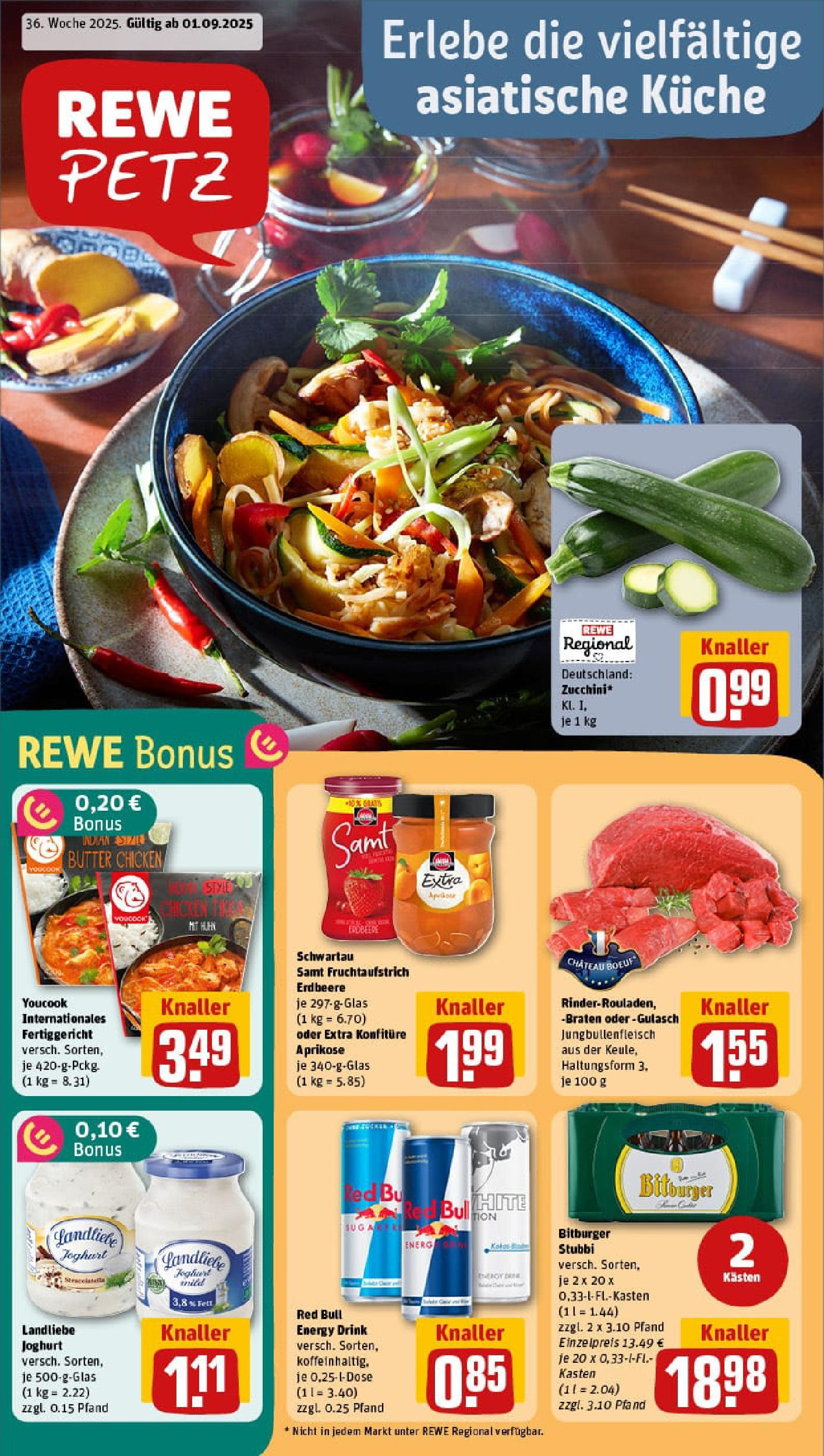 REWE Prospekt ab 01.09.2025 zum Blättern » Angebote | Seite: 1 | Produkte: Youcook, Energy, Butter, Küche