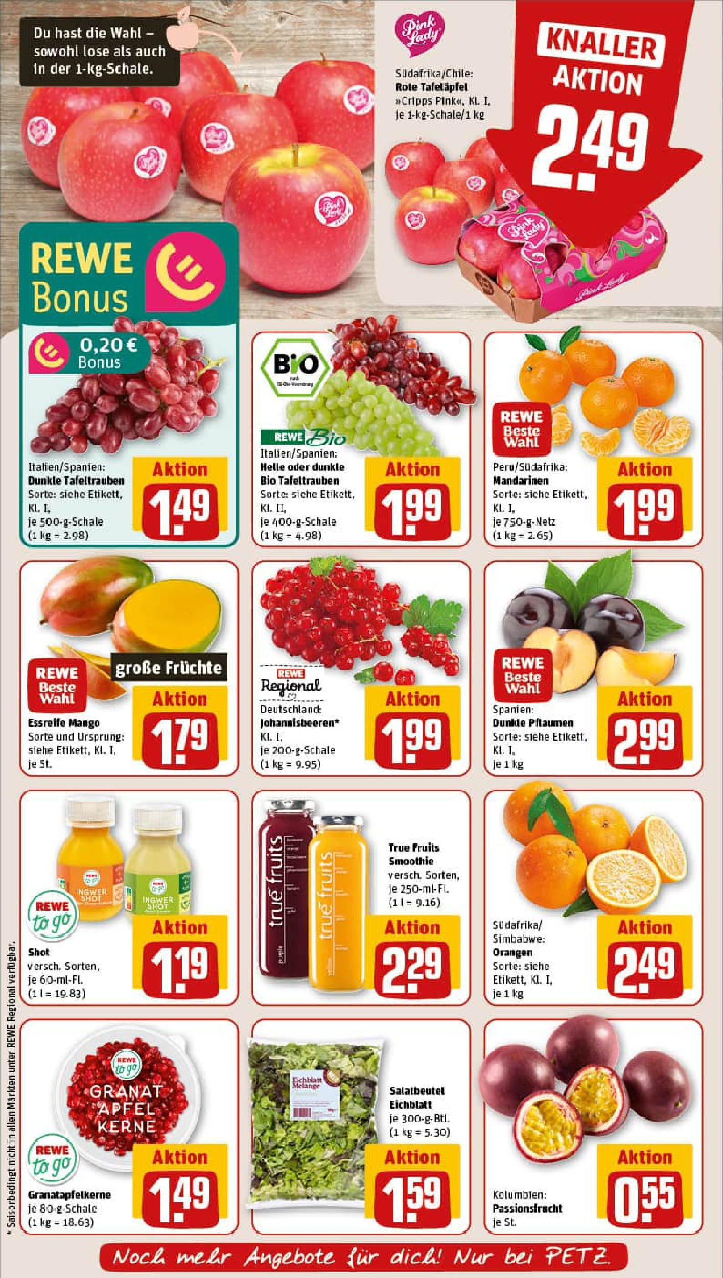 REWE Prospekt ab 01.09.2025 zum Blättern » Angebote | Seite: 8 | Produkte: Pflaumen, Äpfel, Mandarinen, Apple