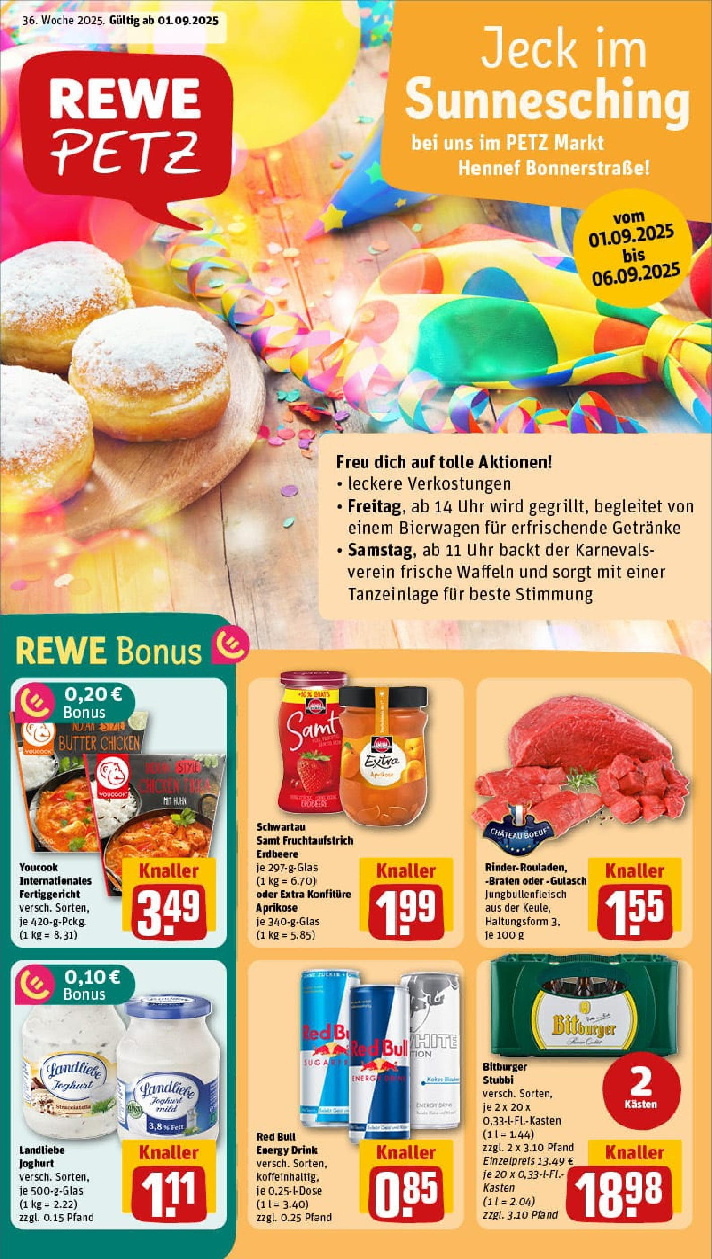 REWE Prospekt ab 01.09.2025 zum Blättern » Angebote | Seite: 1 | Produkte: Bitburger, Youcook, Red bull, Gulasch REWE Prospekt ab 01.09.2025 zum Blättern » Angebote | Seite: 1 | Produkte: Bitburger, Youcook, Red bull, Gulasch