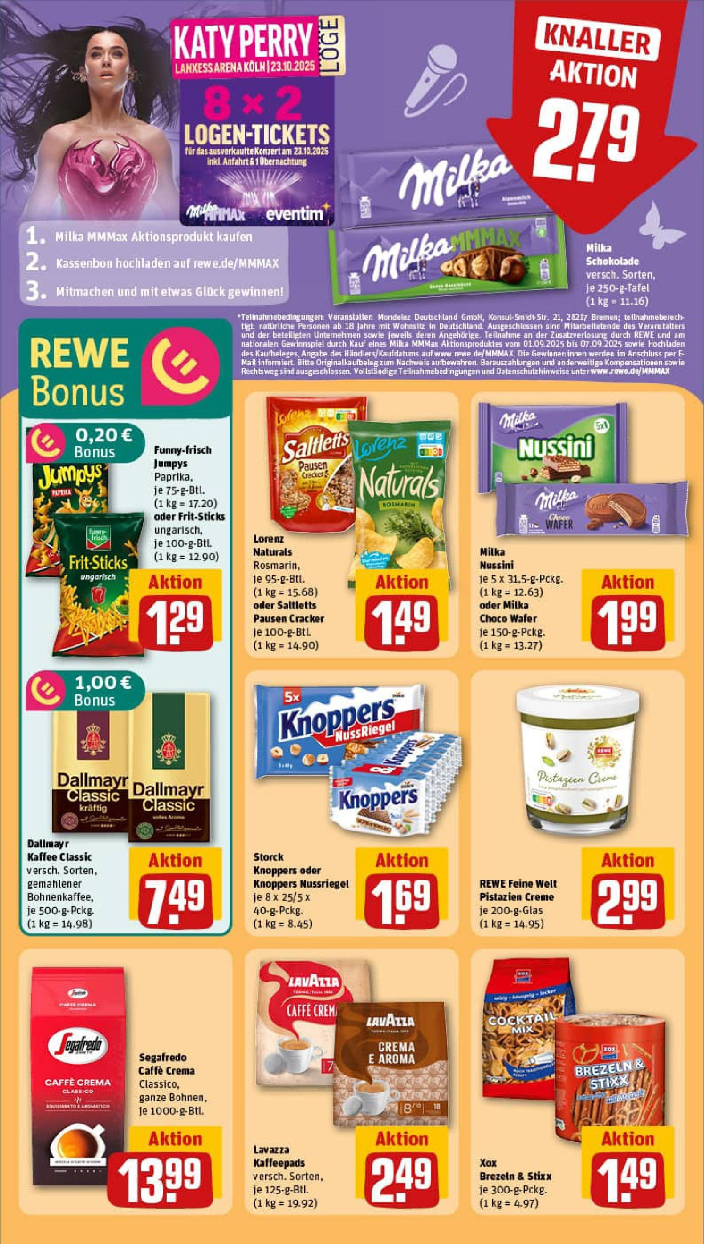 REWE Prospekt ab 01.09.2025 zum Blättern » Angebote | Seite: 21 | Produkte: Milka schokolade, Pistazien, Creme, Knoppers REWE Prospekt ab 01.09.2025 zum Blättern » Angebote | Seite: 21 | Produkte: Milka schokolade, Pistazien, Creme, Knoppers