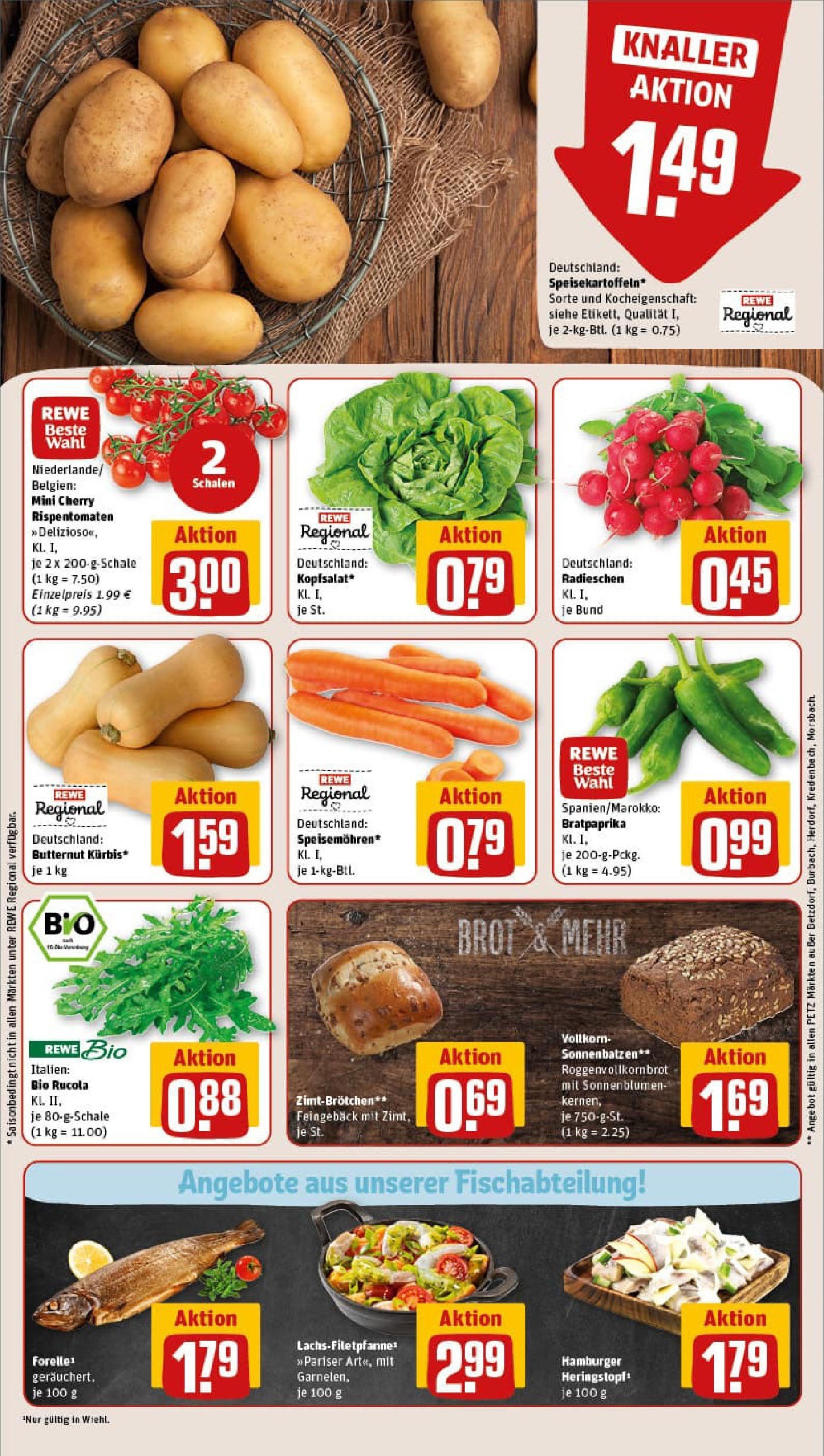 REWE Prospekt ab 01.09.2025 zum Blättern » Angebote | Seite: 9 | Produkte: Rucola, Garnelen, Brot