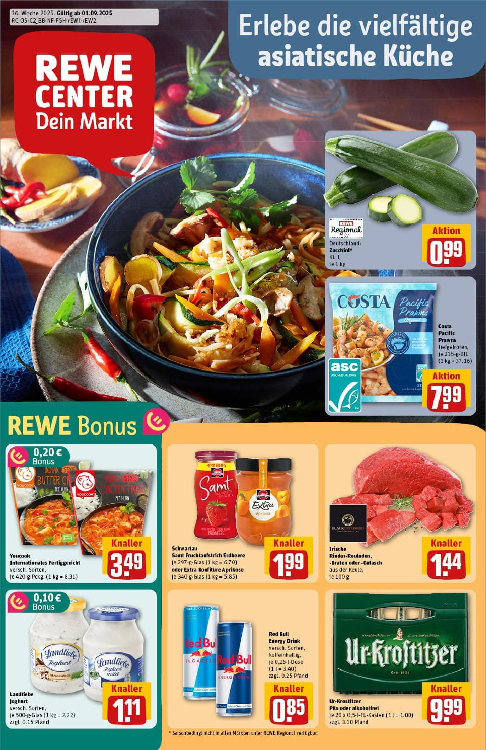 REWE Prospekt ab 01.09.2025 zum Blättern » Angebote | Seite: 1 | Produkte: Youcook, Energy, Pils, Landliebe joghurt REWE Prospekt ab 01.09.2025 zum Blättern » Angebote | Seite: 1 | Produkte: Youcook, Energy, Pils, Landliebe joghurt