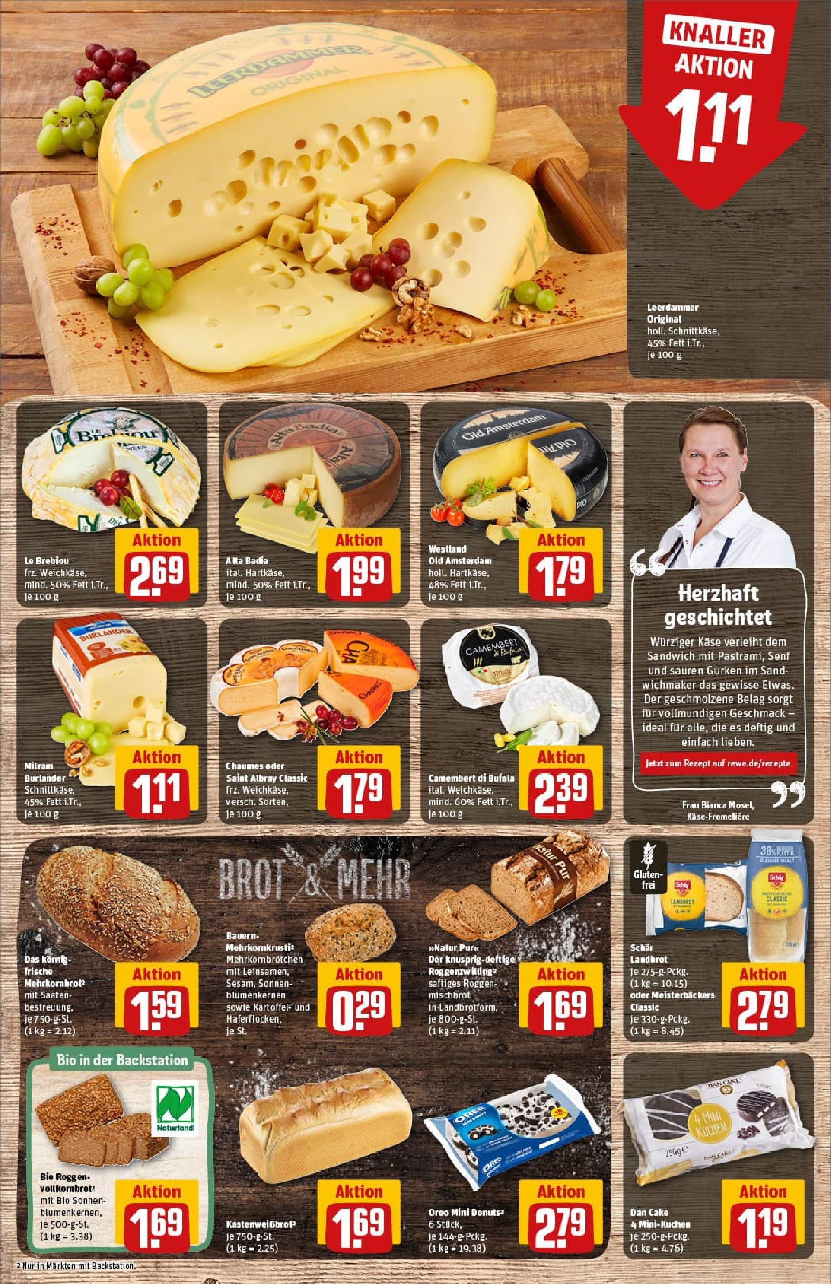 REWE Prospekt ab 01.09.2025 zum Blättern » Angebote | Seite: 13 | Produkte: Leerdammer, Donuts, Brot, Gurken REWE Prospekt ab 01.09.2025 zum Blättern » Angebote | Seite: 13 | Produkte: Leerdammer, Donuts, Brot, Gurken