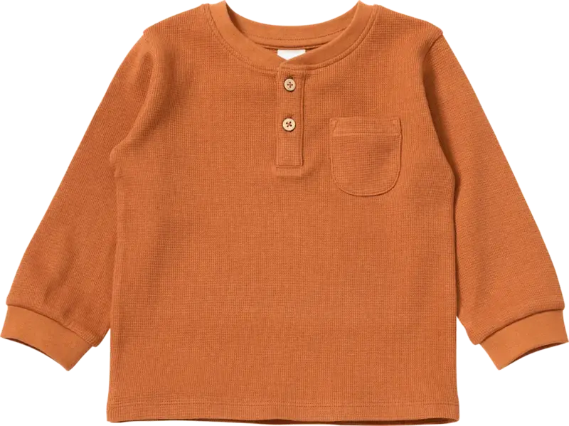 ALANA Langarmshirt mit Waffel-Struktur, braun, Gr. 98