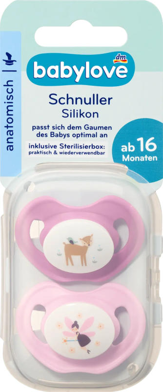 babylove Schnuller Silikon anatomisch, pink/rosa, Gr. 3, ab 16 Monaten