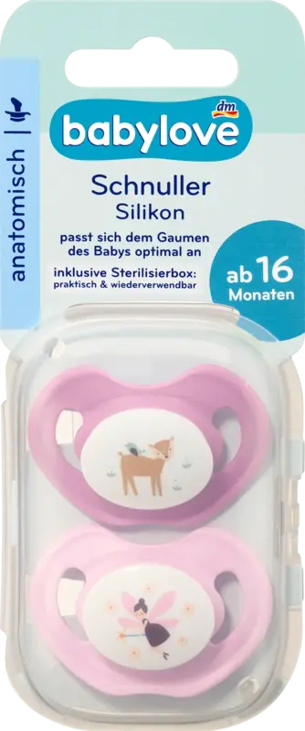 babylove Schnuller Silikon anatomisch, pink/rosa, Gr. 3, ab 16 Monaten