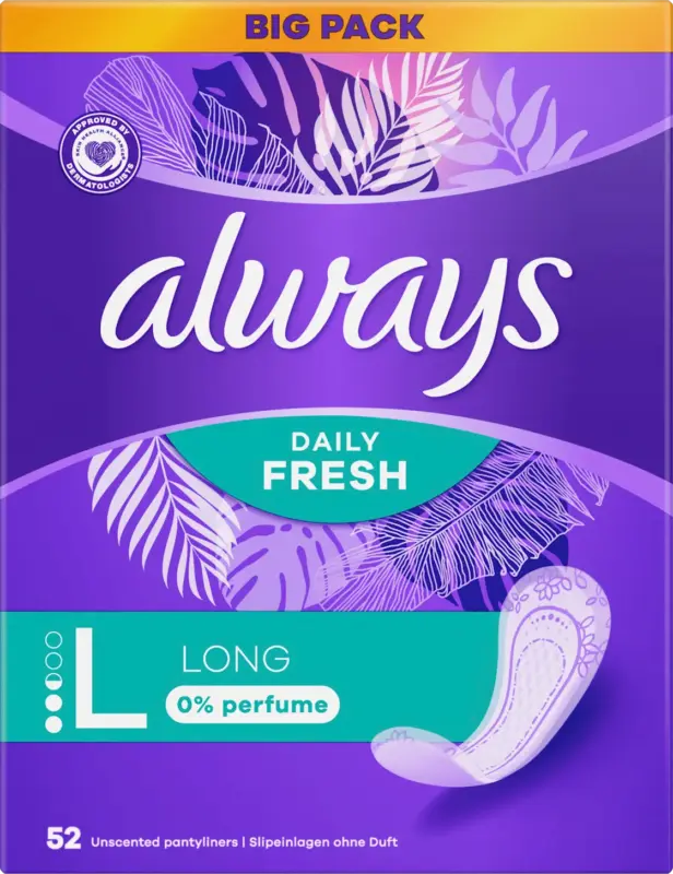 always Slipeinlagen Daily Fresh Long ohne Duft, Big Pack