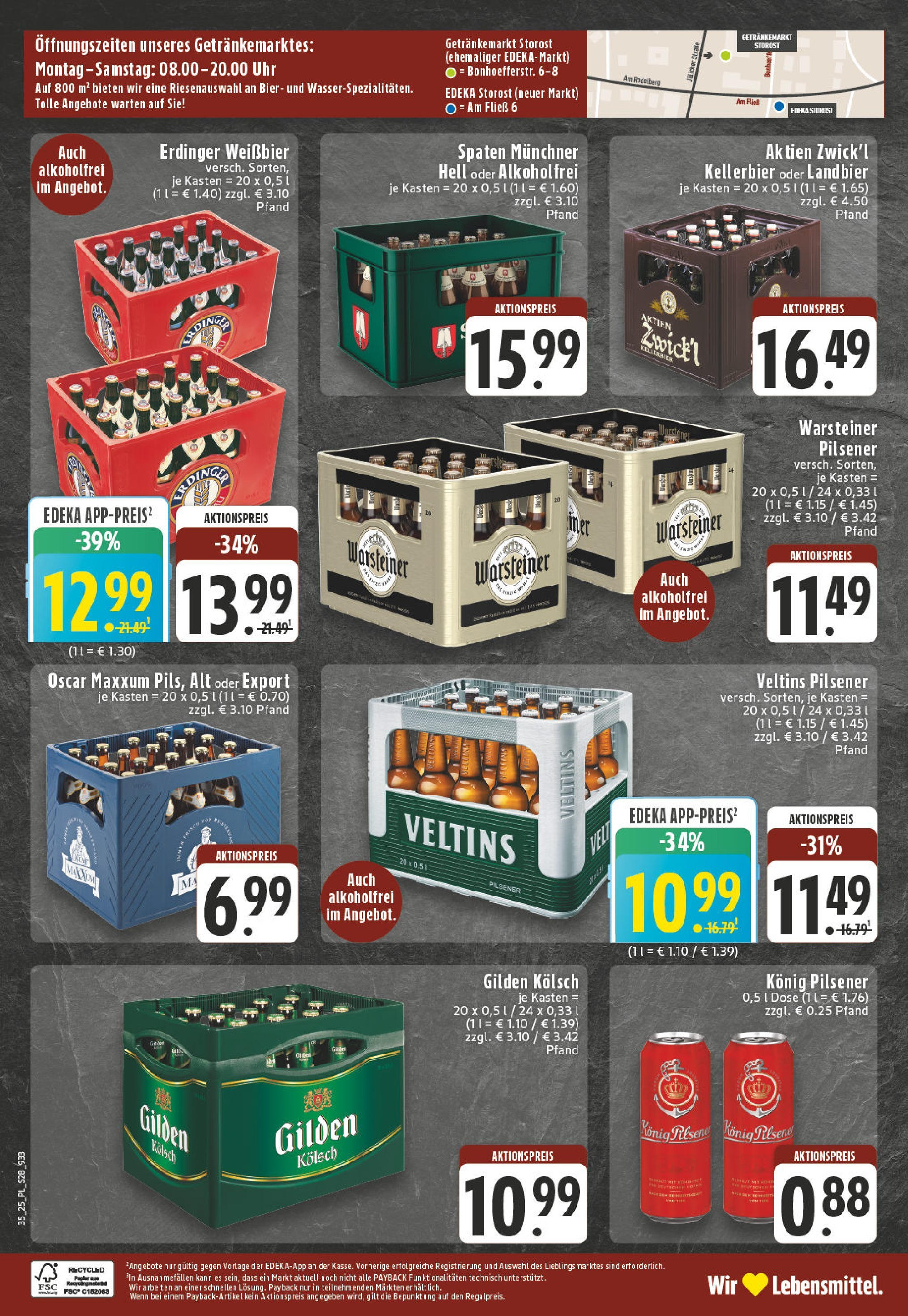 Edeka prospekt Eschweiler-Dürwiß (ab 25.08.2025) » Angebote Online | Seite: 28 | Produkte: Konig pilsener, Weißbier, Warsteiner, Veltins Edeka prospekt Eschweiler-Dürwiß (ab 25.08.2025) » Angebote Online | Seite: 28 | Produkte: Konig pilsener, Weißbier, Warsteiner, Veltins