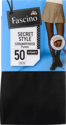 Fascino Strumpfhose Secret Style mit Punkte-Muster & Transparent-Optik schwarz Gr. 46/48, 50 DEN