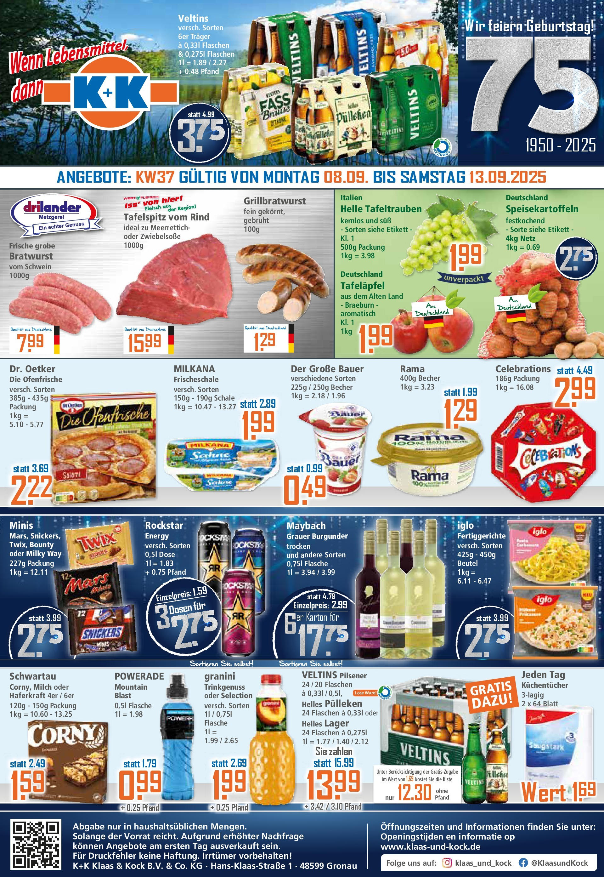 Klaas & Kock - K+K: Wochenangebote (ab 07.09.2025) zum Blättern | Seite: 1 | Produkte: Helles pulleken, Milkana, Iglo, Celebrations Klaas & Kock - K+K: Wochenangebote (ab 07.09.2025) zum Blättern | Seite: 1 | Produkte: Helles pulleken, Milkana, Iglo, Celebrations