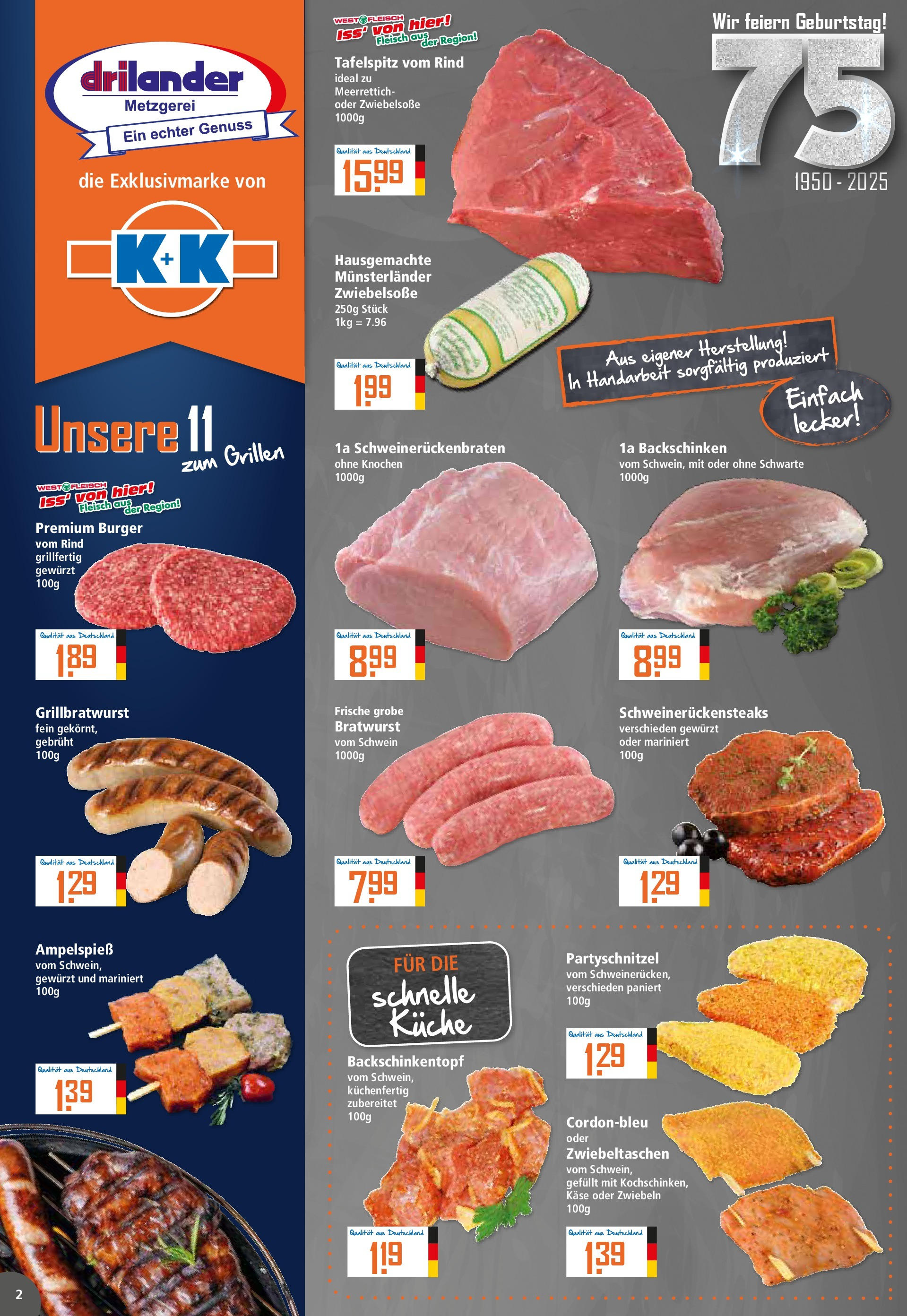 Klaas & Kock - K+K: Wochenangebote (ab 07.09.2025) zum Blättern | Seite: 2 | Produkte: Tafelspitz, Käse, Bratwurst, Burger Klaas & Kock - K+K: Wochenangebote (ab 07.09.2025) zum Blättern | Seite: 2 | Produkte: Tafelspitz, Käse, Bratwurst, Burger
