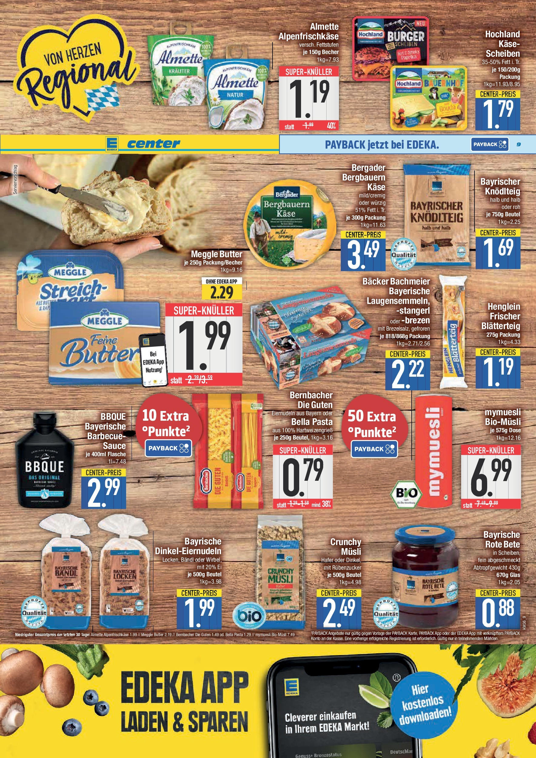 Edeka prospekt Bad Reichenhall	 (ab 01.09.2025) » Angebote Online | Seite: 9 | Produkte: Almette, Paprika, Pasta, Meggle butter