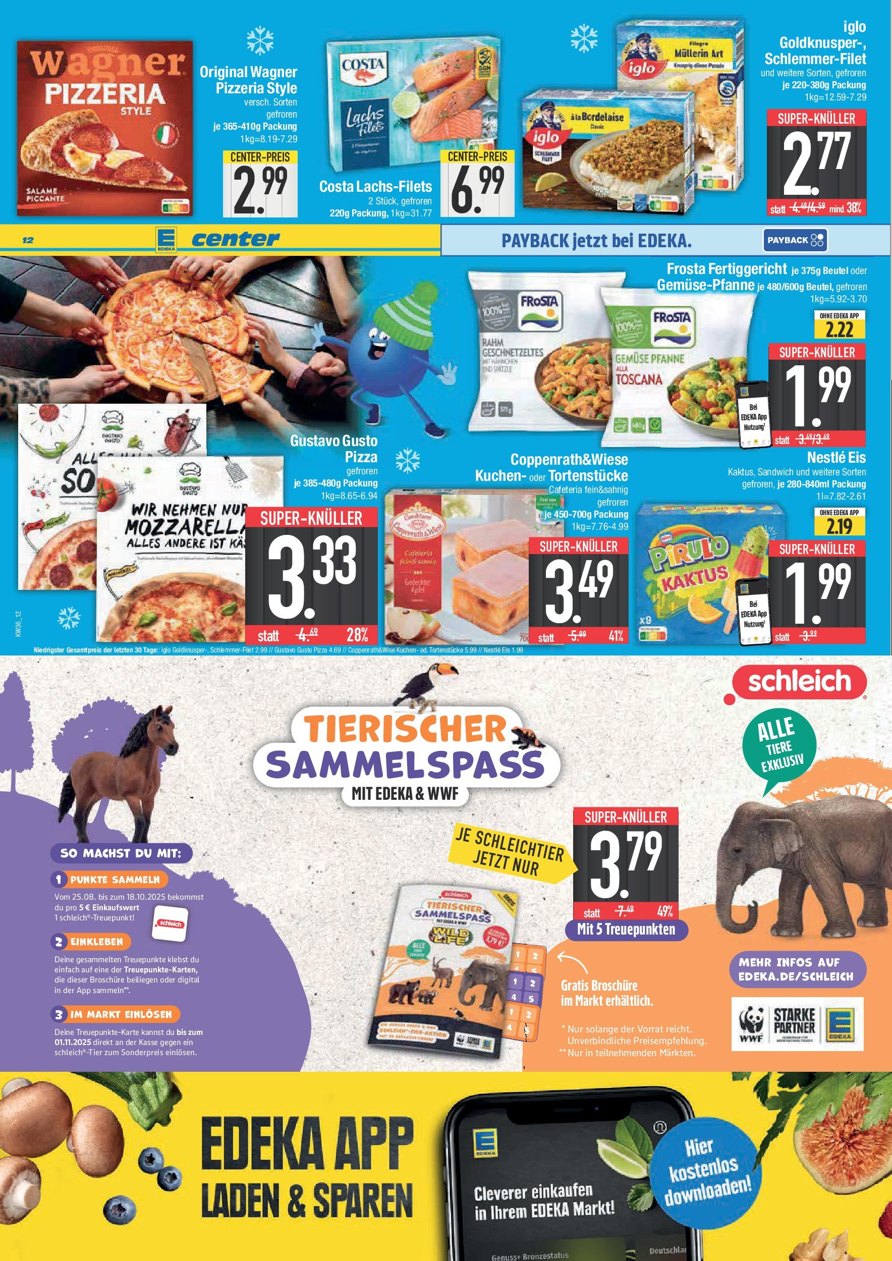 Edeka prospekt Bad Reichenhall	 (ab 01.09.2025) » Angebote Online | Seite: 12 | Produkte: Mozzarella, Frosta, Pizza, Iglo schlemmerfilet