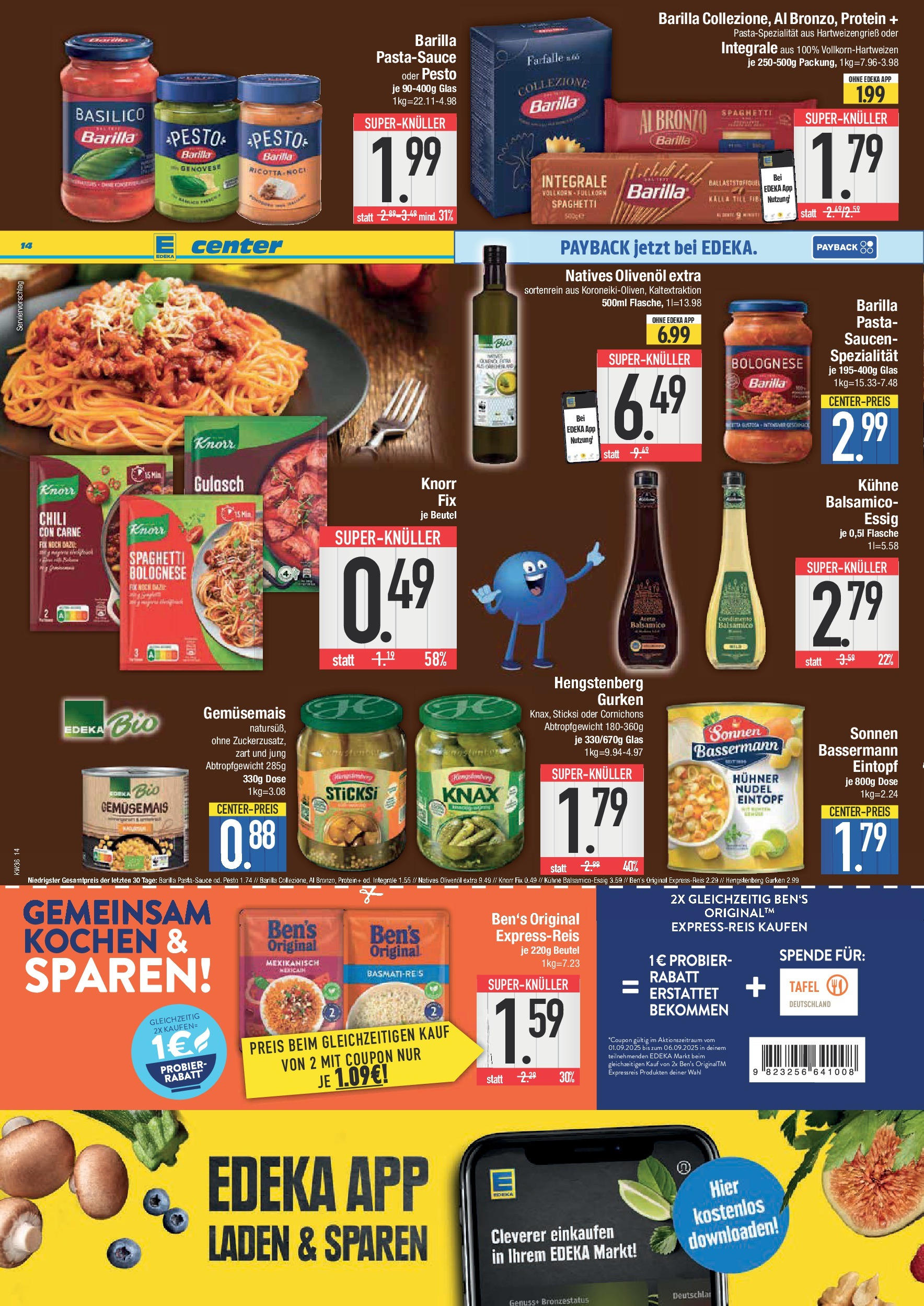 Edeka prospekt Bad Reichenhall	 (ab 01.09.2025) » Angebote Online | Seite: 14 | Produkte: Barilla, Chili, Pasta, Gurken