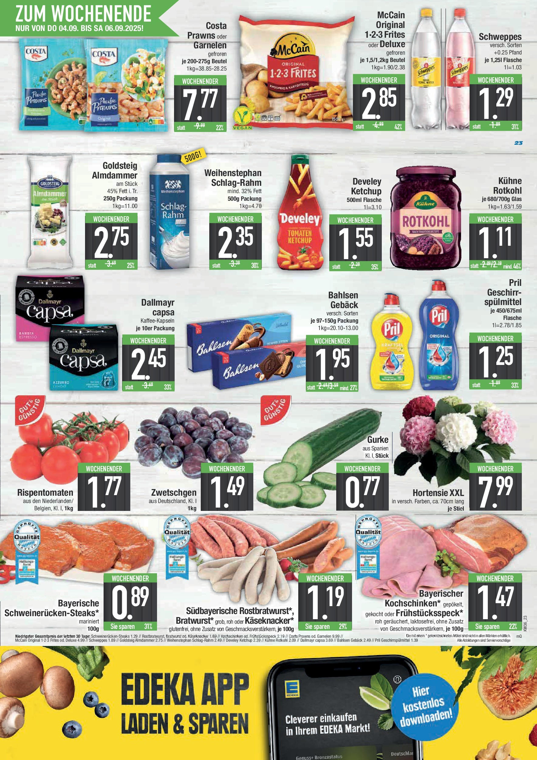 Edeka prospekt Bad Reichenhall	 (ab 01.09.2025) » Angebote Online | Seite: 23 | Produkte: Rotkohl, Tomaten, Schweppes, Geschirrspülmittel