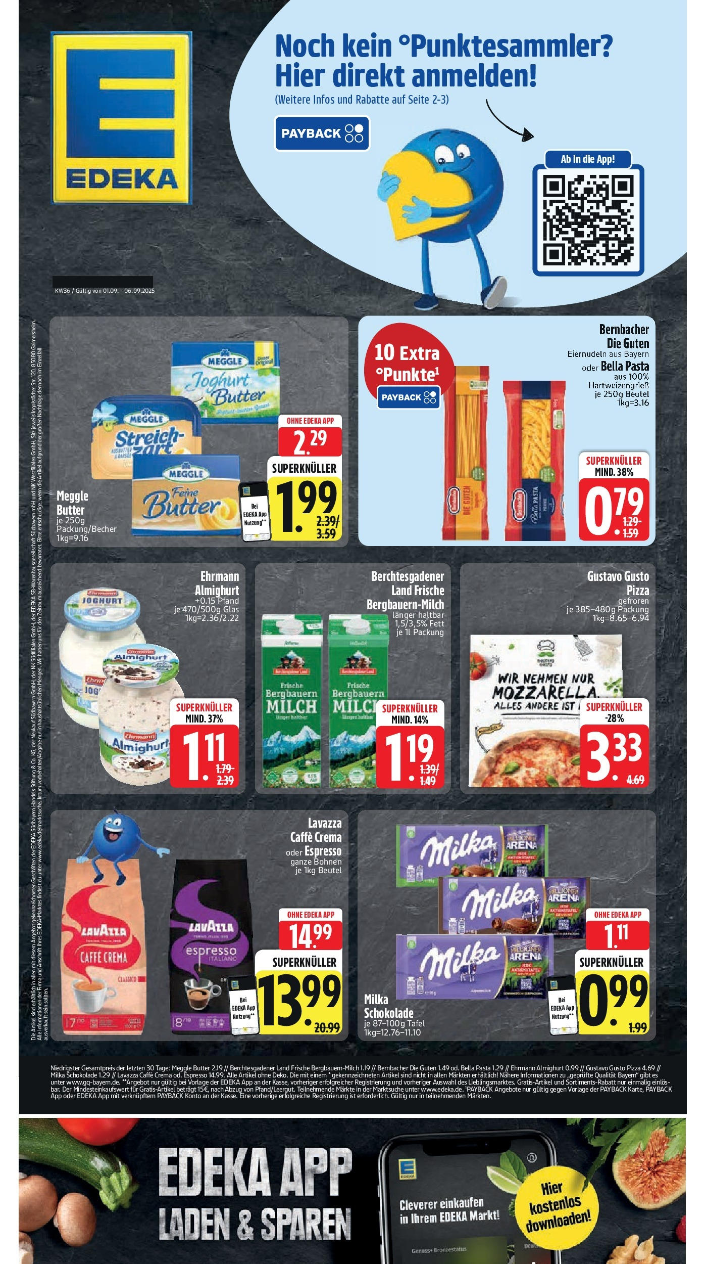 Edeka prospekt Vilgertshofen-Issing	 (ab 01.09.2025) » Angebote Online | Seite: 1 | Produkte: Milch, Butter, Schokolade, Pizza