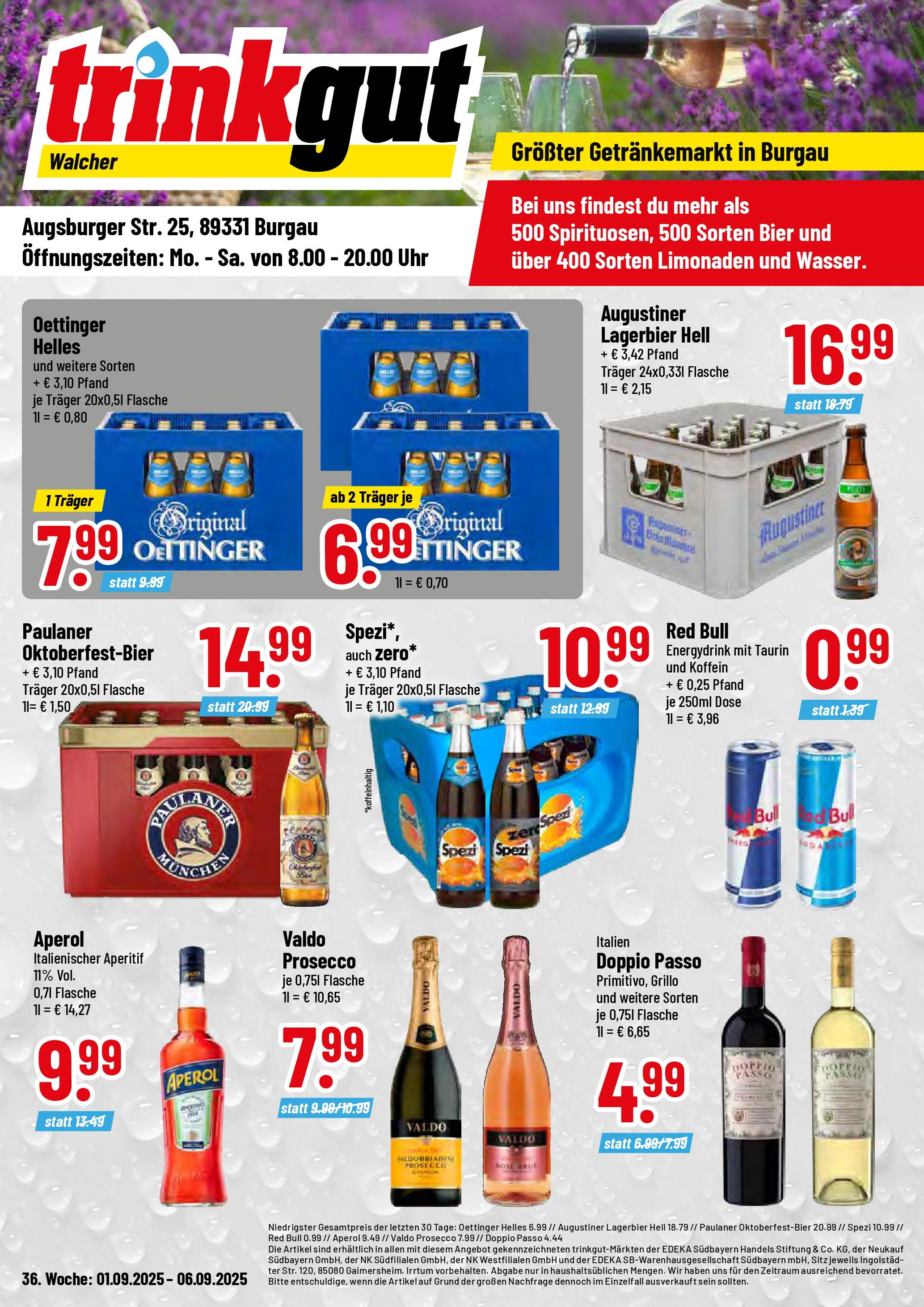 Trinkgut - trinkgut: Wochenangebote (ab 01.09.2025) » Angebote ab Montag | Seite: 1 | Produkte: Red bull, Oettinger, Doppio Passo, Paulaner Trinkgut - trinkgut: Wochenangebote (ab 01.09.2025) » Angebote online | Seite: 1 | Produkte: Red bull, Oettinger, Doppio Passo, Paulaner