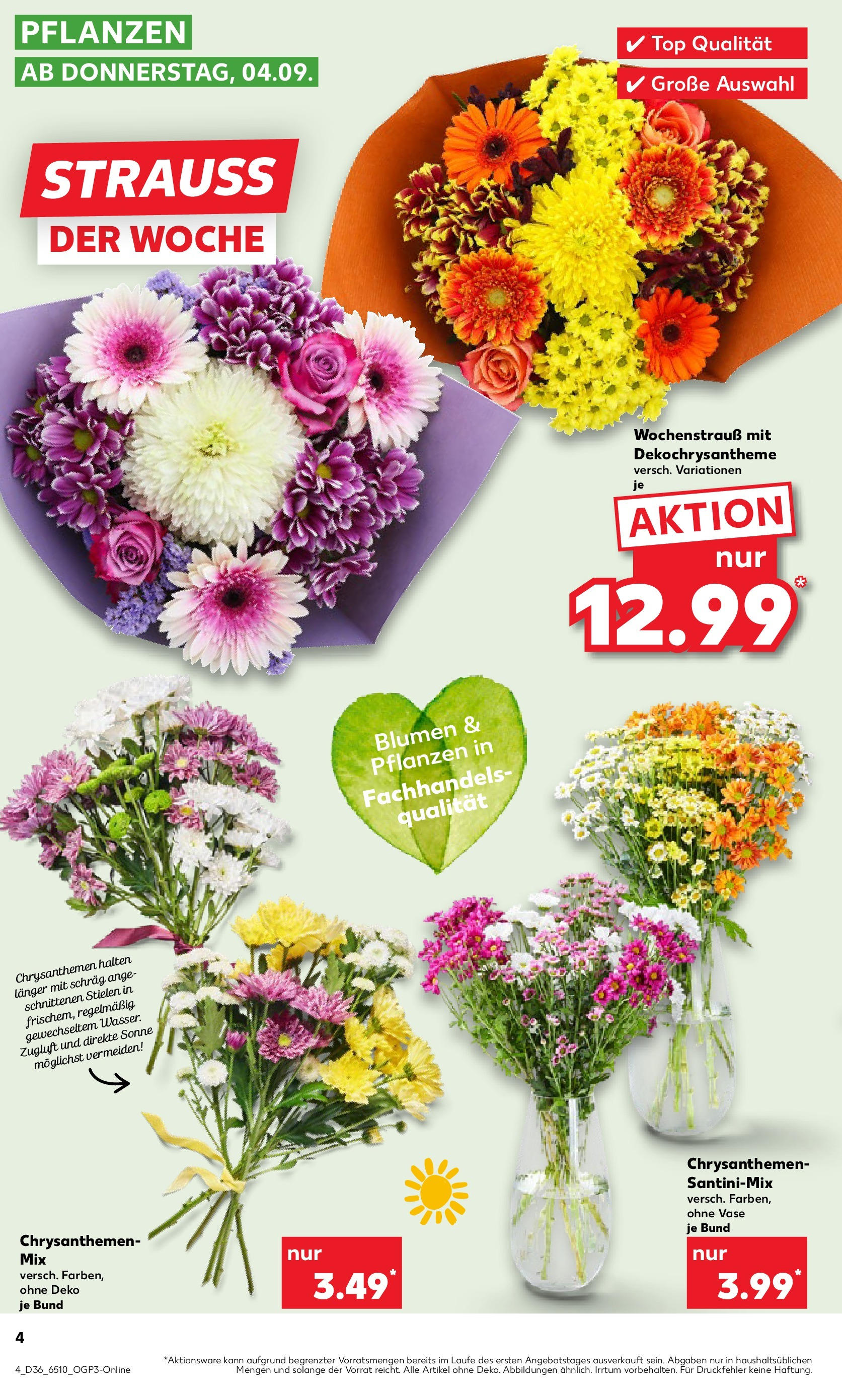 Prospekt Kaufland ab 04.09.2025 » Angebote und Werbung Online | Seite: 4 | Produkte: Top, Blumen, Vase Prospekt Kaufland ab 04.09.2025 » Angebote Online zum Blättern | Seite: 4 | Produkte: Top, Blumen, Vase
