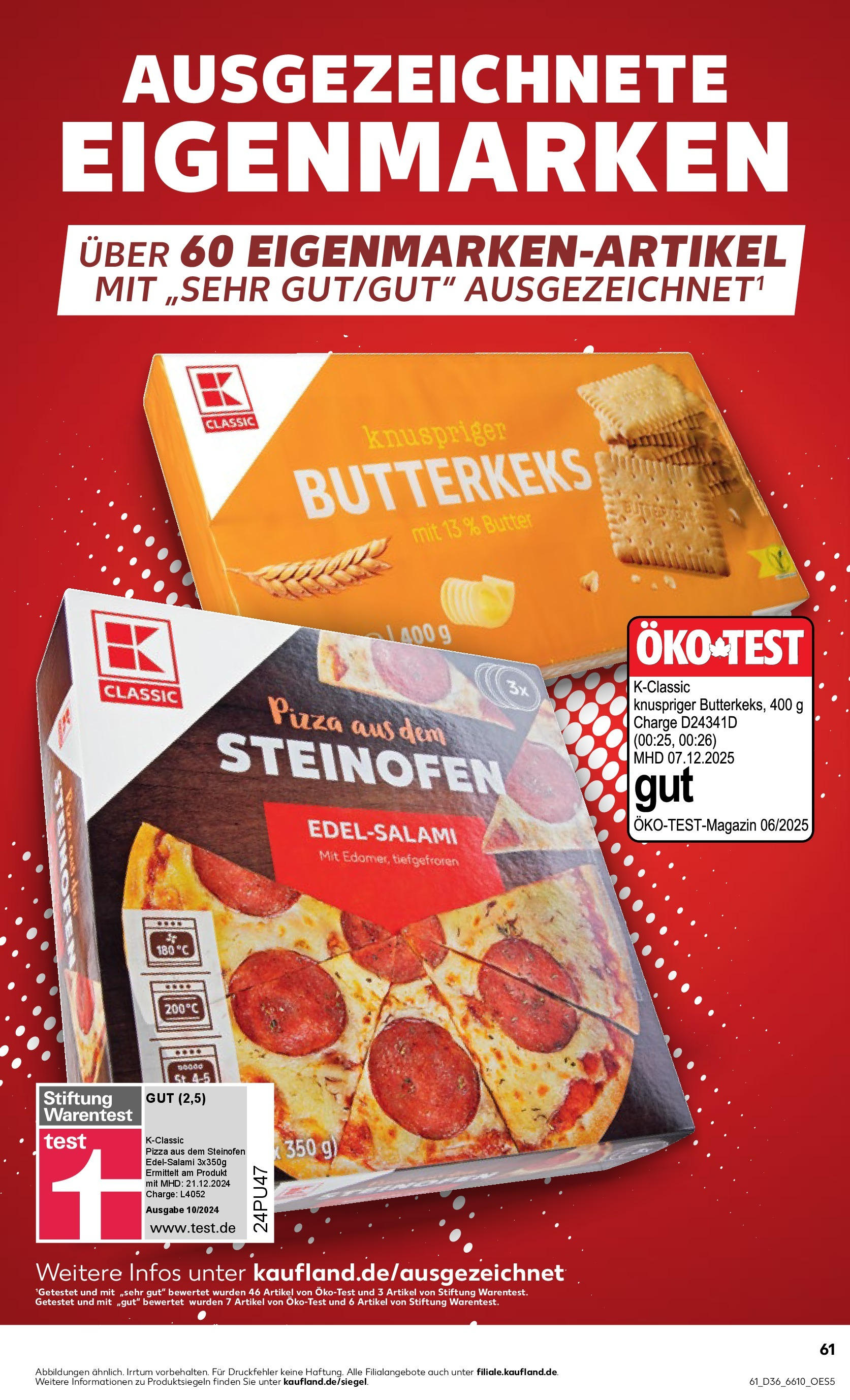 Prospekt Kaufland ab 04.09.2025 » Angebote und Werbung Online | Seite: 61 | Produkte: Butter, Salami, Pizza Prospekt Kaufland ab 04.09.2025 » Angebote Online zum Blättern | Seite: 61 | Produkte: Butter, Salami, Pizza