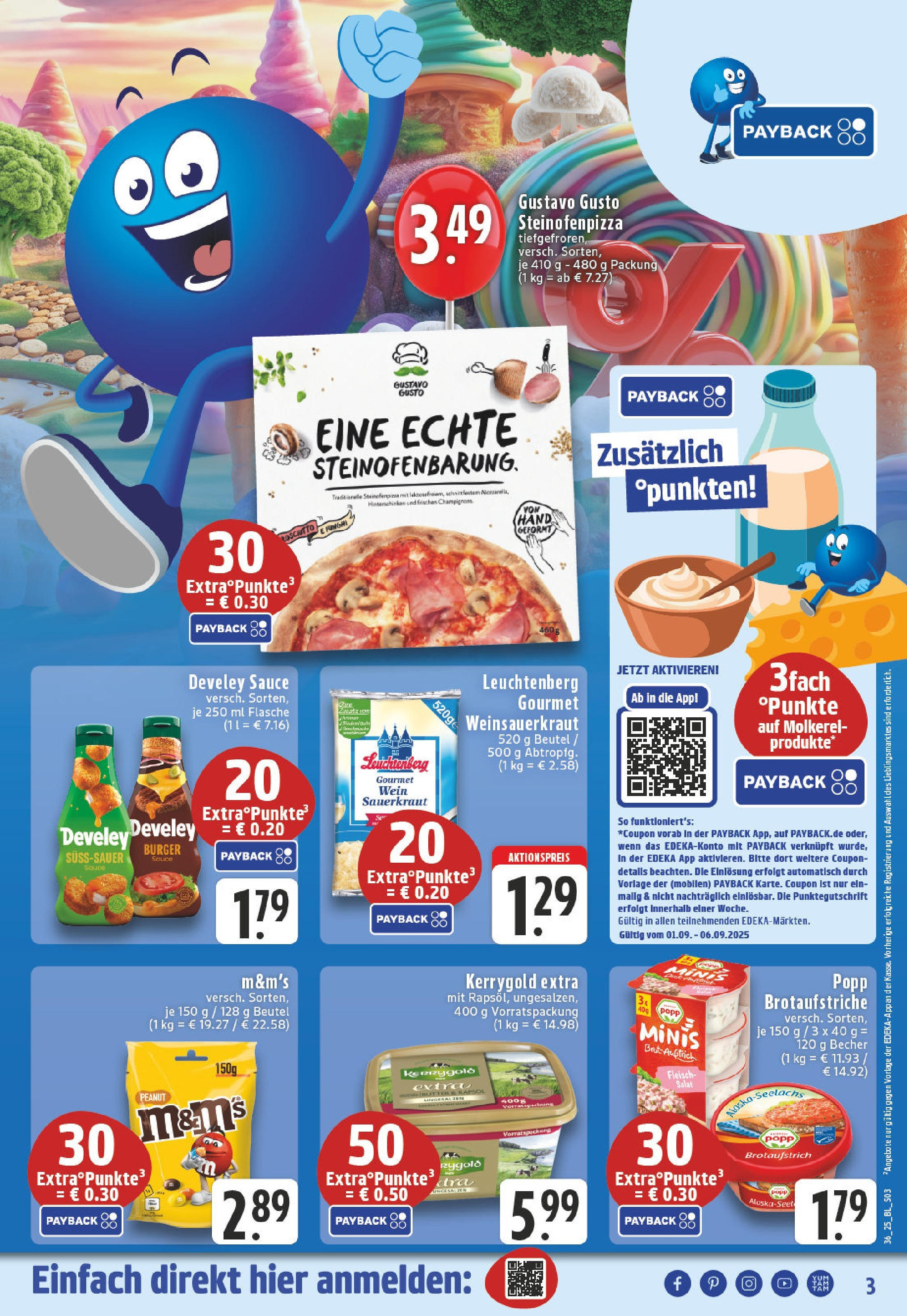 Edeka prospekt Köln-Worringen	 (ab 01.09.2025) » Angebote Online | Seite: 3 | Produkte: Gustavo gusto, Butter, M&M's, Pizza