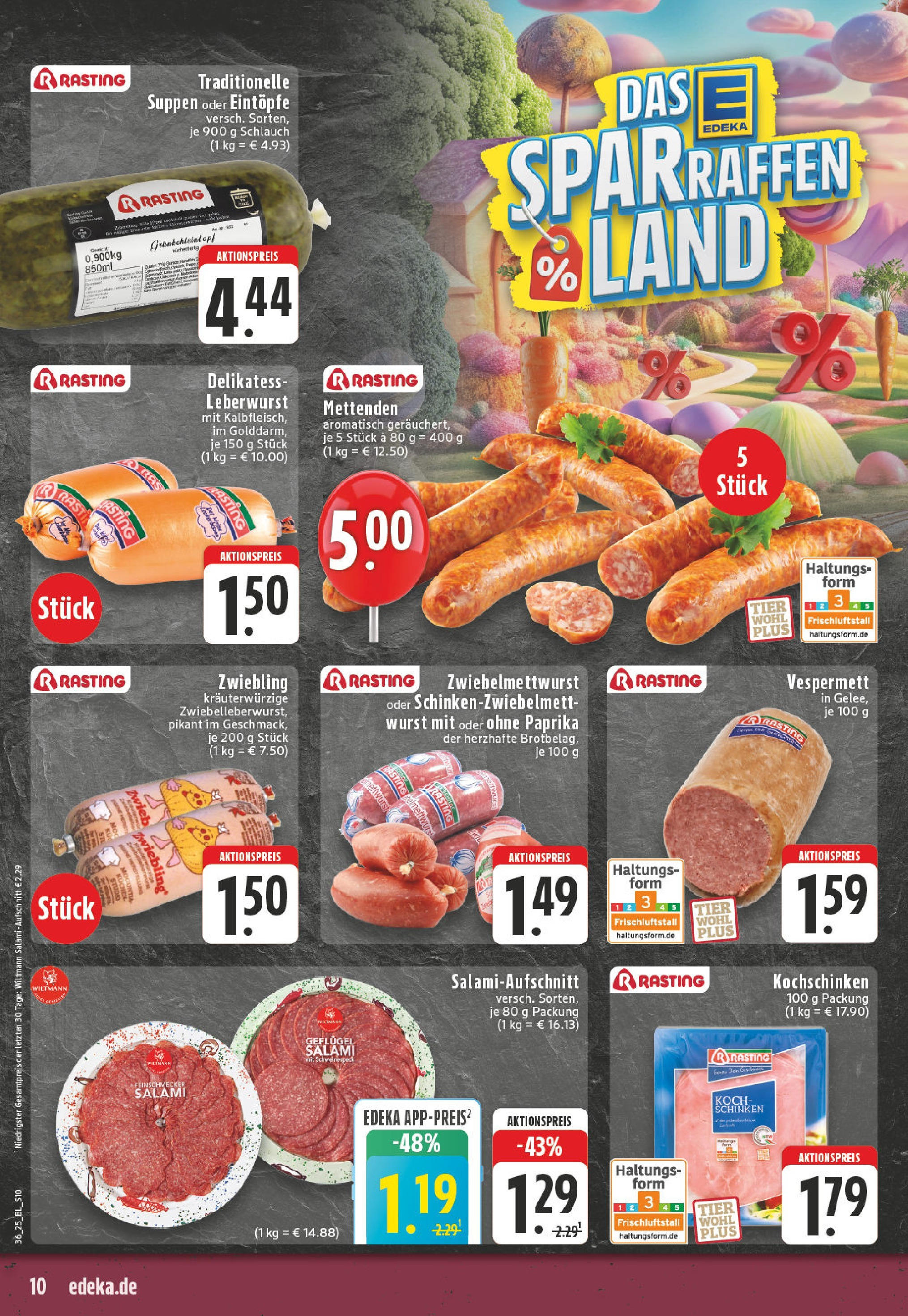 Edeka prospekt Köln-Worringen	 (ab 01.09.2025) » Angebote Online | Seite: 10 | Produkte: Wurst, Salami, Schinken, Kuchen