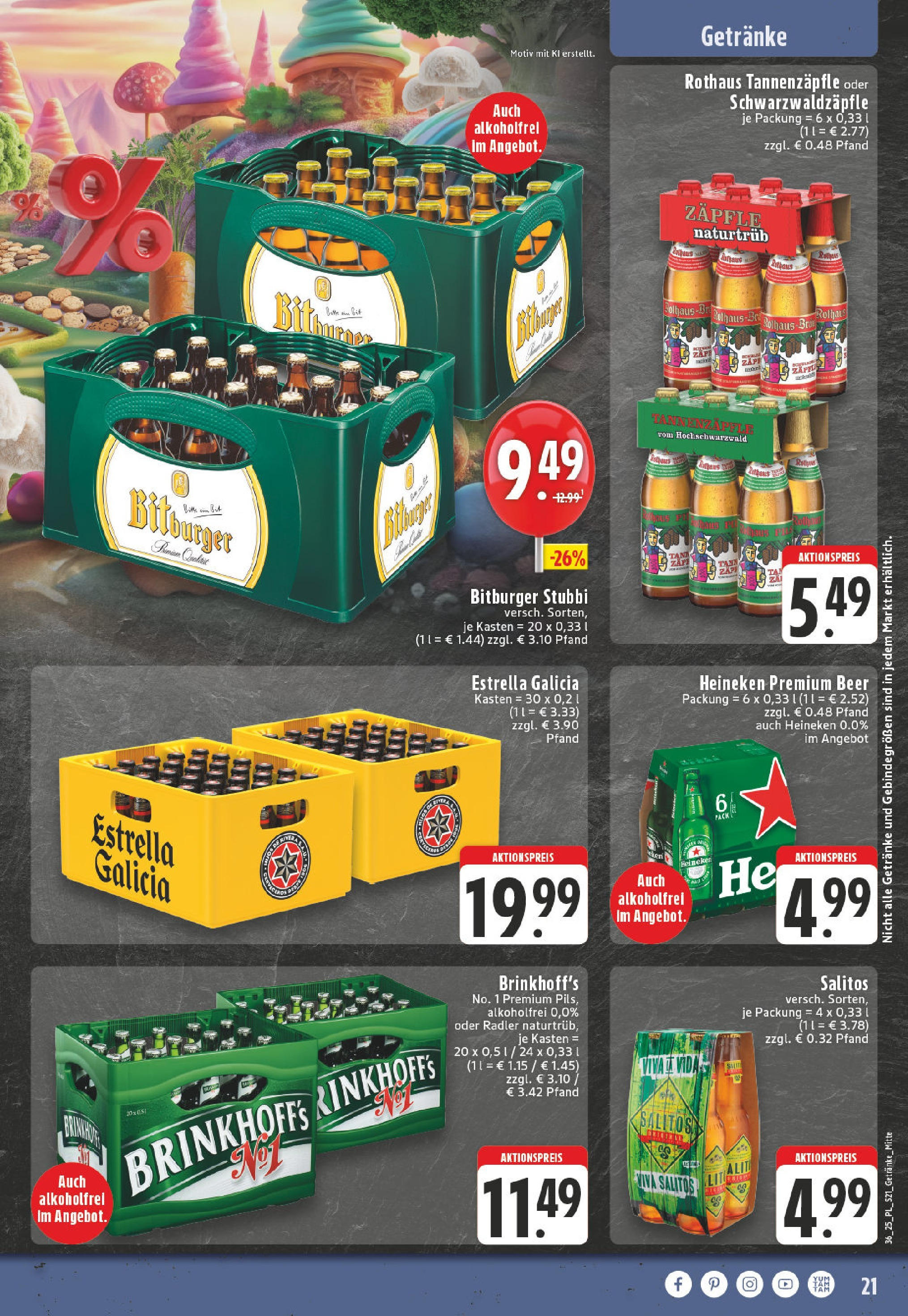 Edeka prospekt Dinslaken (ab 01.09.2025) » Angebote Online | Seite: 21 | Produkte: Bitburger, Burger, Heineken, Brot Edeka prospekt Dinslaken (ab 01.09.2025) » Angebote Online | Seite: 21 | Produkte: Bitburger, Burger, Heineken, Brot