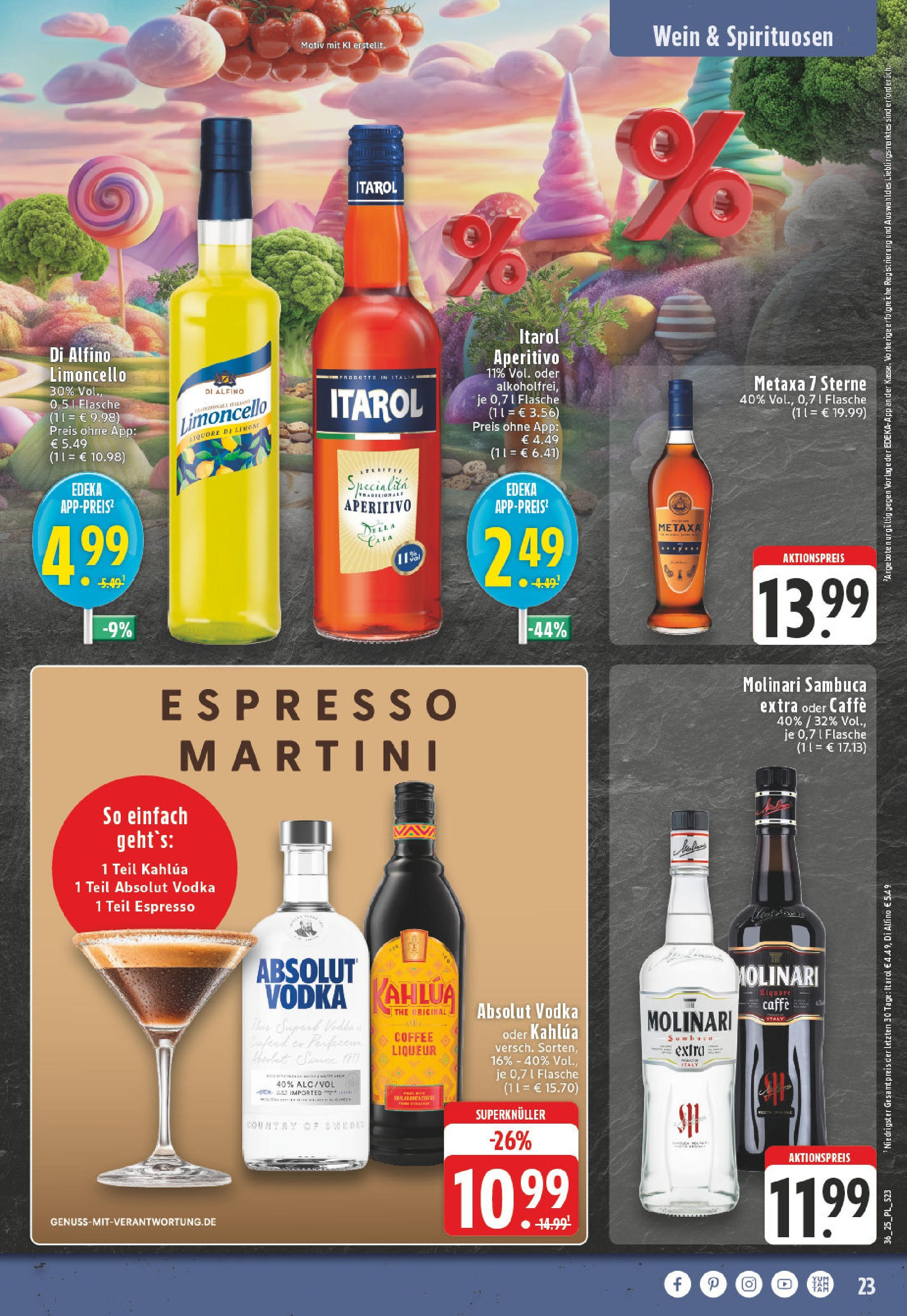 Edeka prospekt Xanten (ab 01.09.2025) » Angebote Online | Seite: 23 | Produkte: Martini, Sambuca, Limoncello, Vodka Edeka prospekt Xanten (ab 01.09.2025) » Angebote Online | Seite: 23 | Produkte: Martini, Sambuca, Limoncello, Vodka
