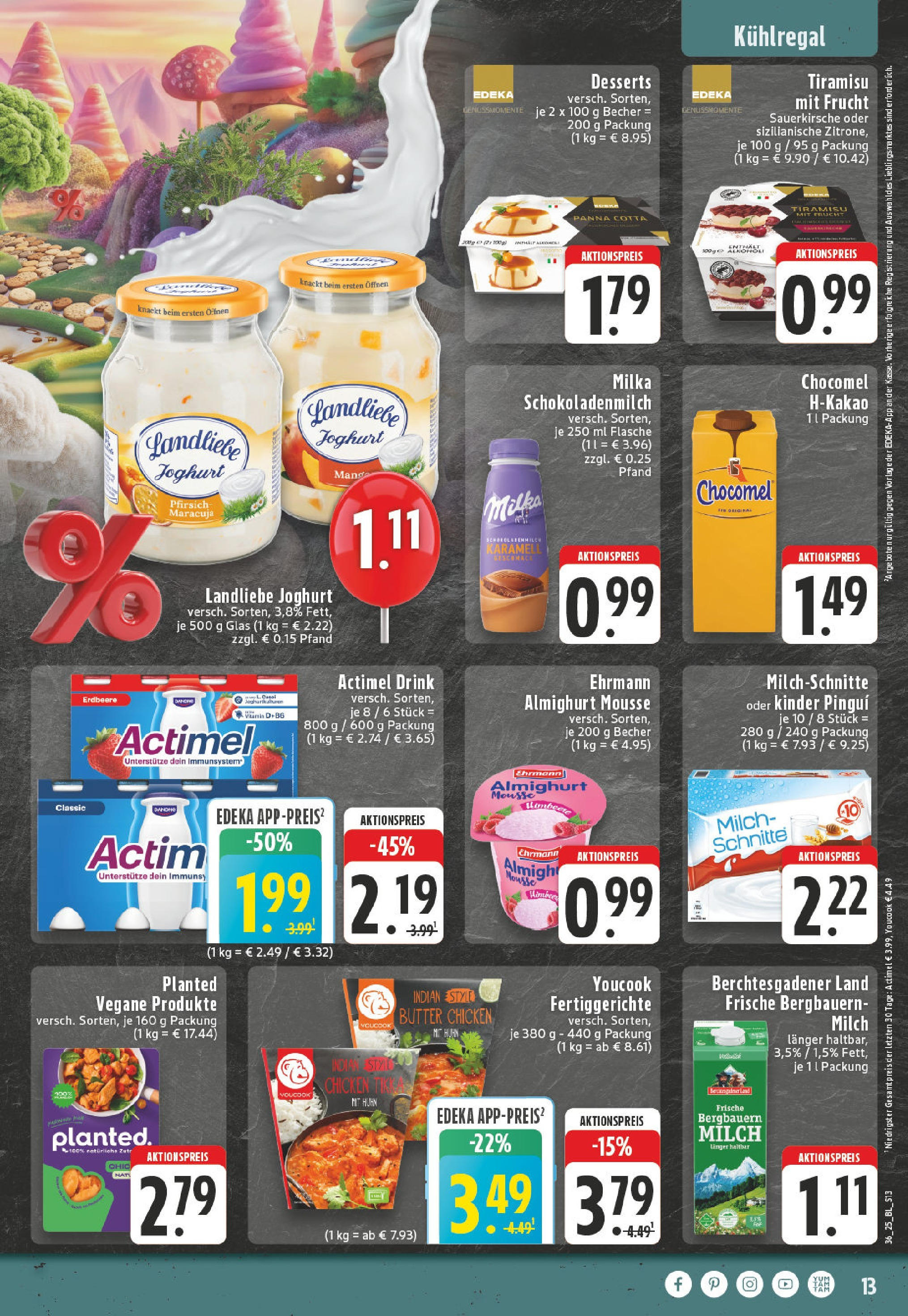 Edeka prospekt Köln-Worringen	 (ab 01.09.2025) » Angebote Online | Seite: 13 | Produkte: Youcook, Ehrmann almighurt, Milka, Chocomel