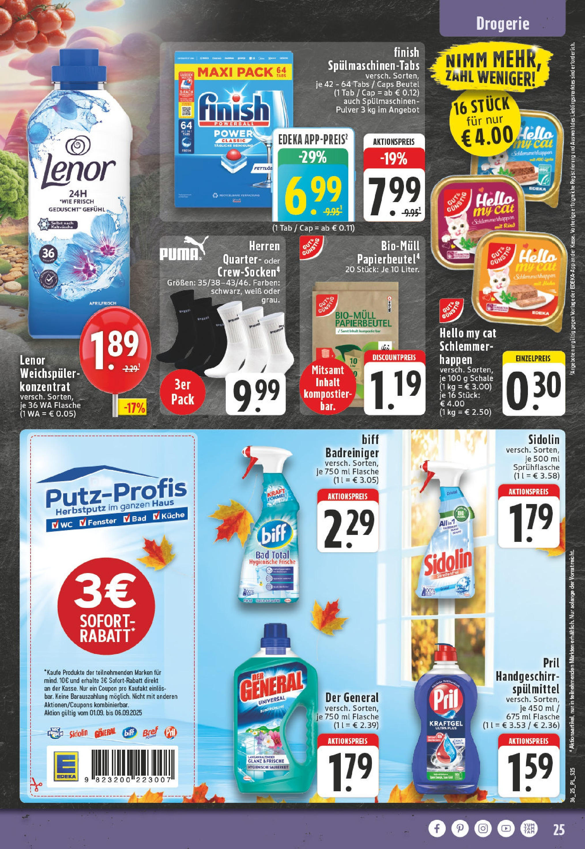 Edeka prospekt Xanten (ab 01.09.2025) » Angebote Online | Seite: 25 | Produkte: Küche, Finish, Spülmaschinentabs, Pril Edeka prospekt Xanten (ab 01.09.2025) » Angebote Online | Seite: 25 | Produkte: Küche, Finish, Spülmaschinentabs, Pril