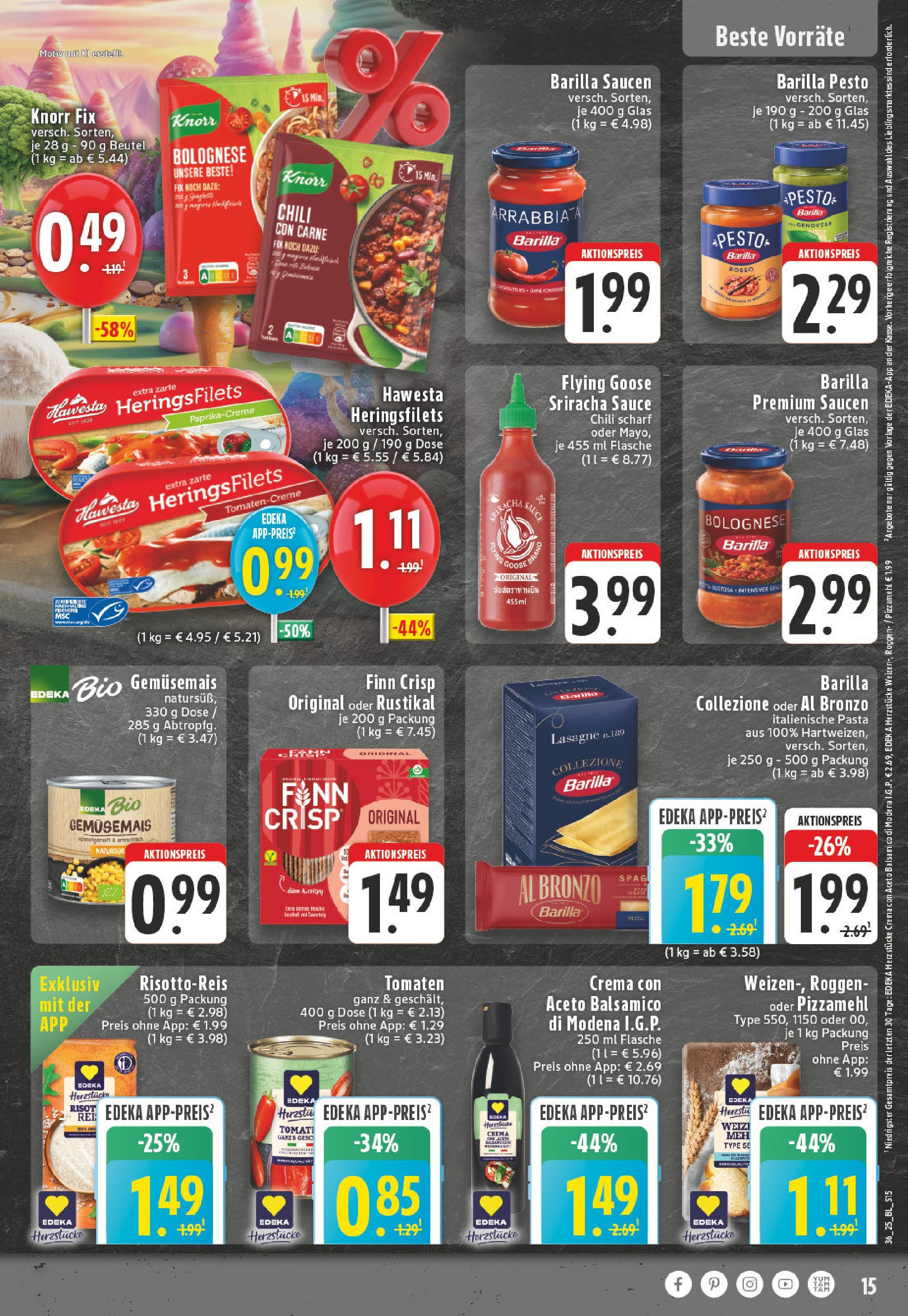 Edeka prospekt Köln-Worringen	 (ab 01.09.2025) » Angebote Online | Seite: 15 | Produkte: Balsamico, Tomaten, Knorr, Hackfleisch