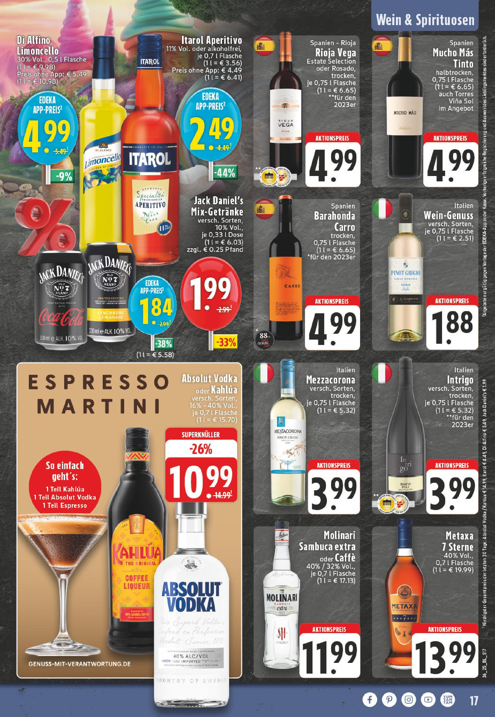 Edeka prospekt Köln-Worringen	 (ab 01.09.2025) » Angebote Online | Seite: 17 | Produkte: Coca cola, Cola, Jack Daniel's, Limoncello