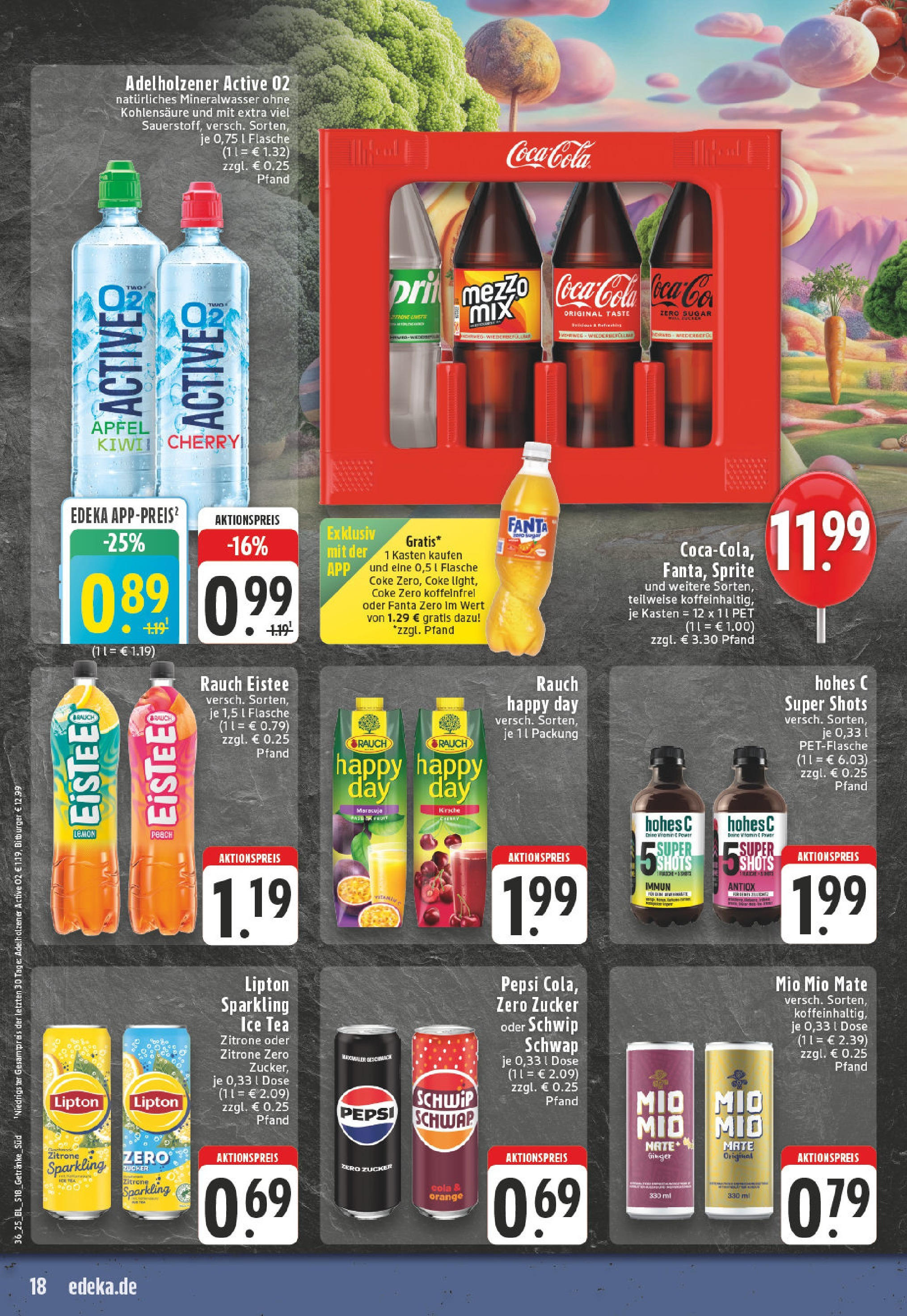 Edeka prospekt Köln-Worringen	 (ab 01.09.2025) » Angebote Online | Seite: 18 | Produkte: Fanta, Cola, Adelholzener, Pepsi