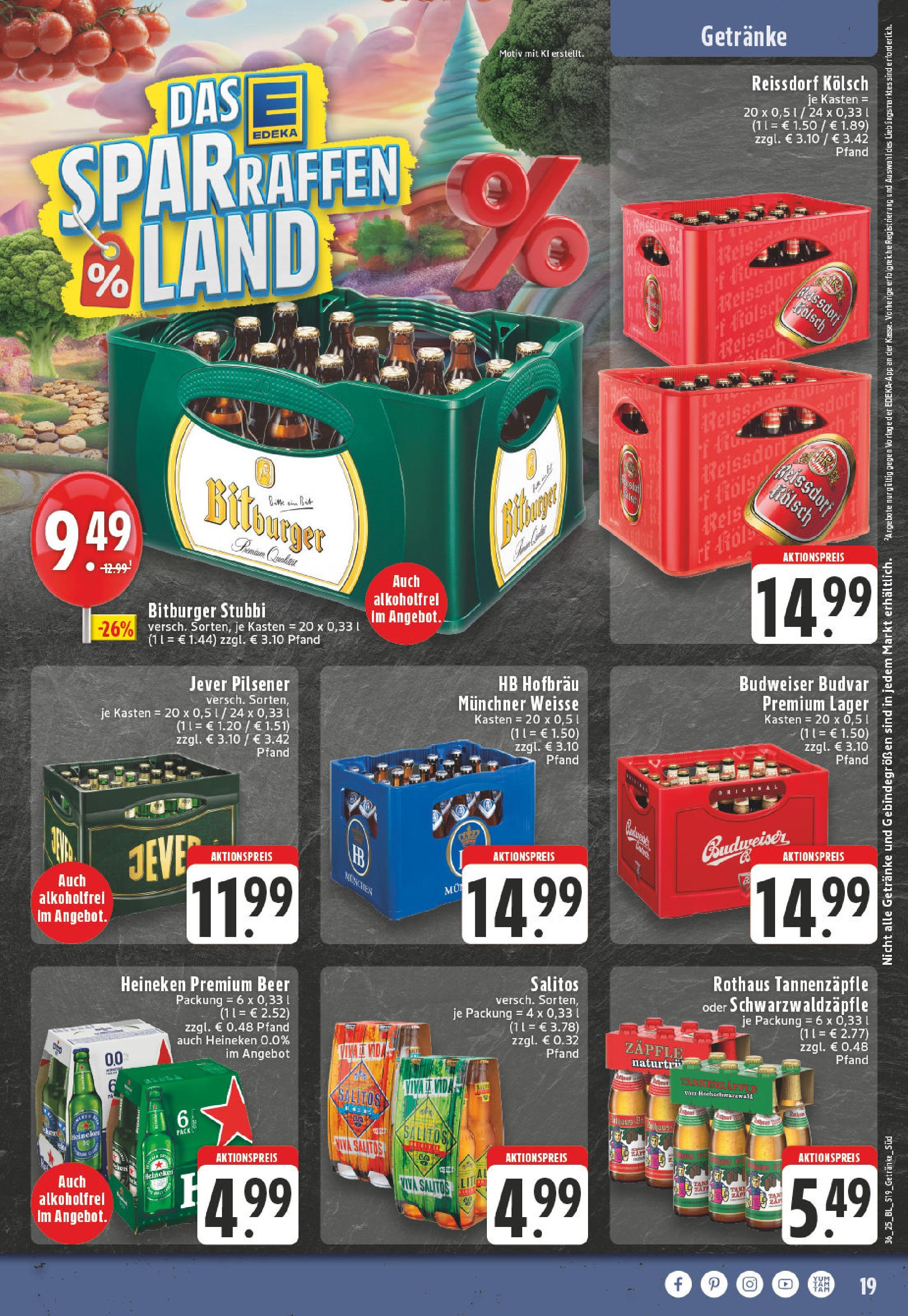 Edeka prospekt Köln-Worringen	 (ab 01.09.2025) » Angebote Online | Seite: 19 | Produkte: Bitburger, Heineken, Jever, Reis