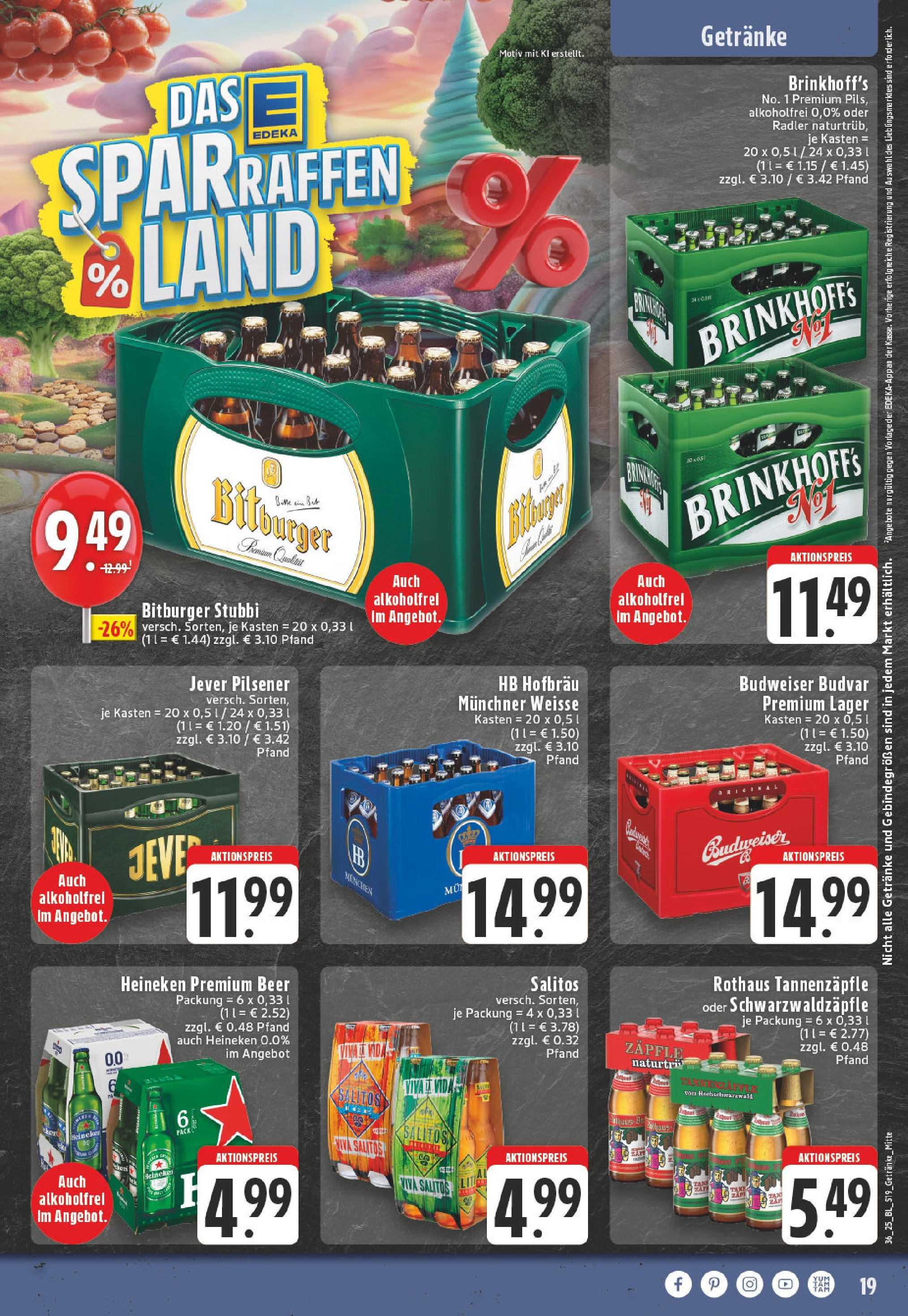 Edeka prospekt Kleve	 (ab 01.09.2025) » Angebote Online | Seite: 19 | Produkte: Bitburger, Heineken, Radler, Jever