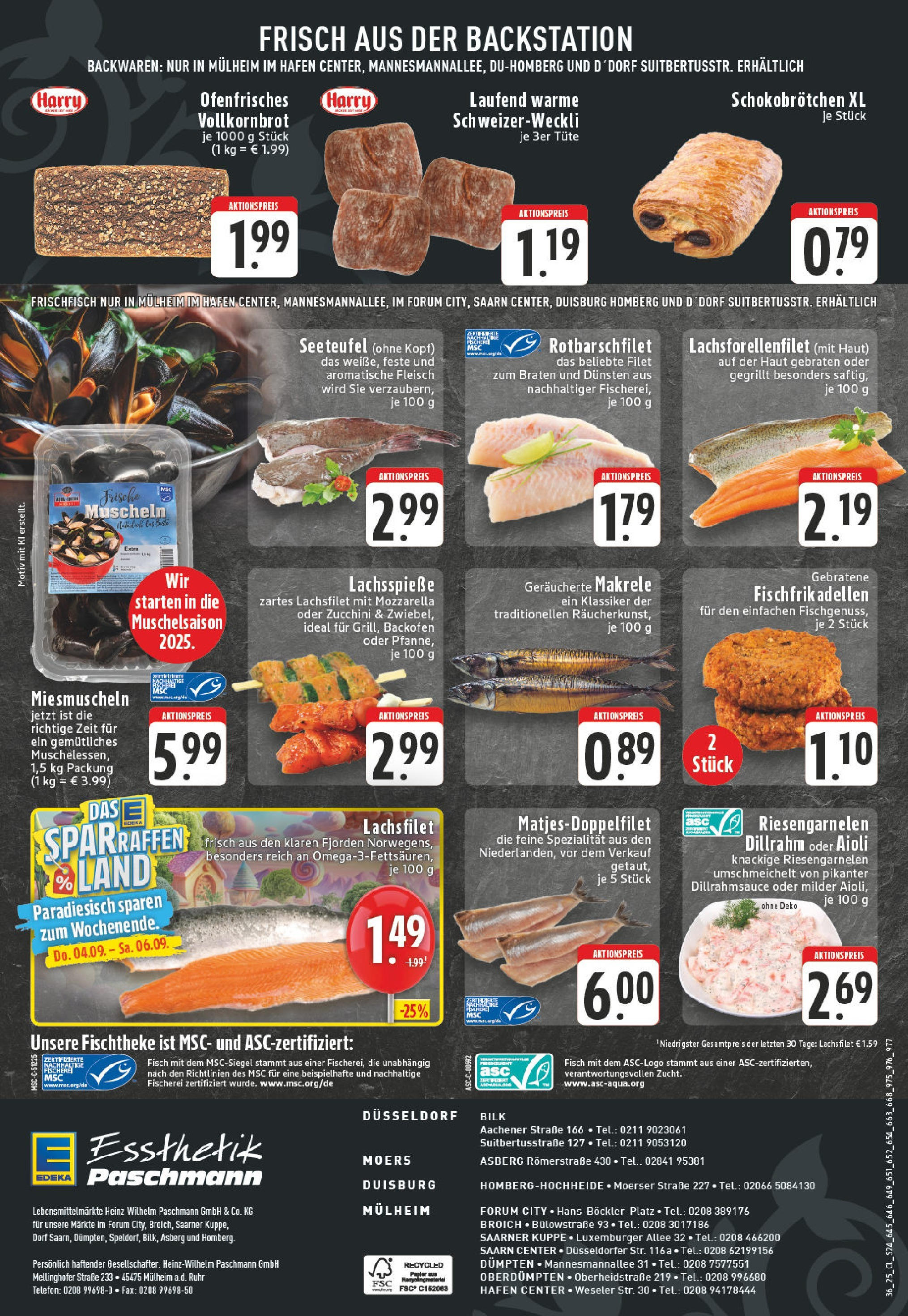 Edeka prospekt Düsseldorf - Bilk (ab 01.09.2025) » Angebote Online | Seite: 24 | Produkte: Vollkornbrot, Fisch, Zucchini, Telefon Edeka prospekt Düsseldorf - Bilk (ab 01.09.2025) » Angebote Online | Seite: 24 | Produkte: Vollkornbrot, Fisch, Zucchini, Telefon