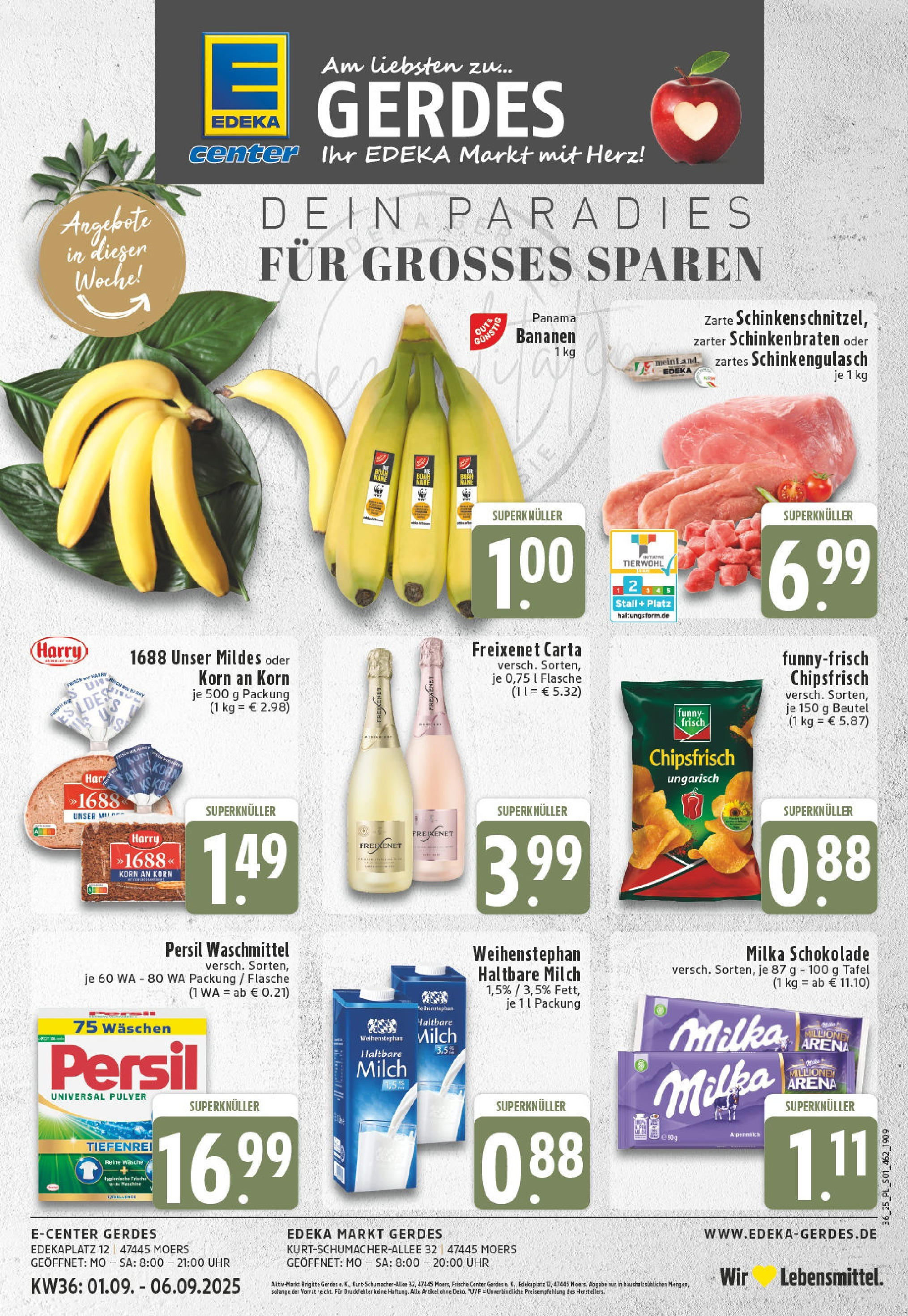 Edeka prospekt Moers-Rheinkamp (ab 01.09.2025) » Angebote Online | Seite: 1 | Produkte: Freixenet, Schokolade, Waschmittel, Persil Edeka prospekt Moers-Rheinkamp (ab 01.09.2025) » Angebote Online | Seite: 1 | Produkte: Freixenet, Schokolade, Waschmittel, Persil