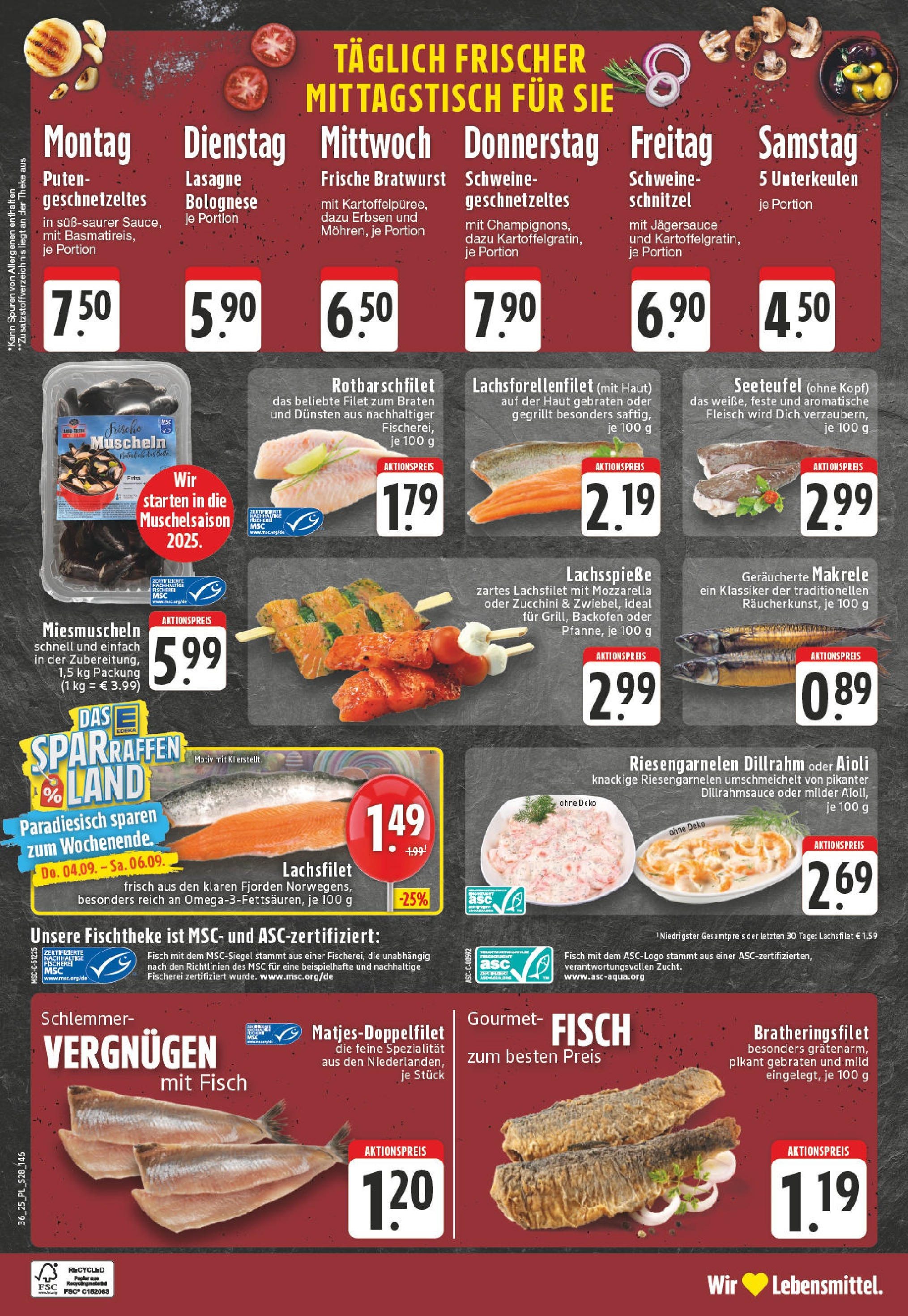 Edeka prospekt Dinslaken (ab 01.09.2025) » Angebote Online | Seite: 28 | Produkte: Bratwurst, Schnitzel, Fisch, Fleisch Edeka prospekt Dinslaken (ab 01.09.2025) » Angebote Online | Seite: 28 | Produkte: Bratwurst, Schnitzel, Fisch, Fleisch