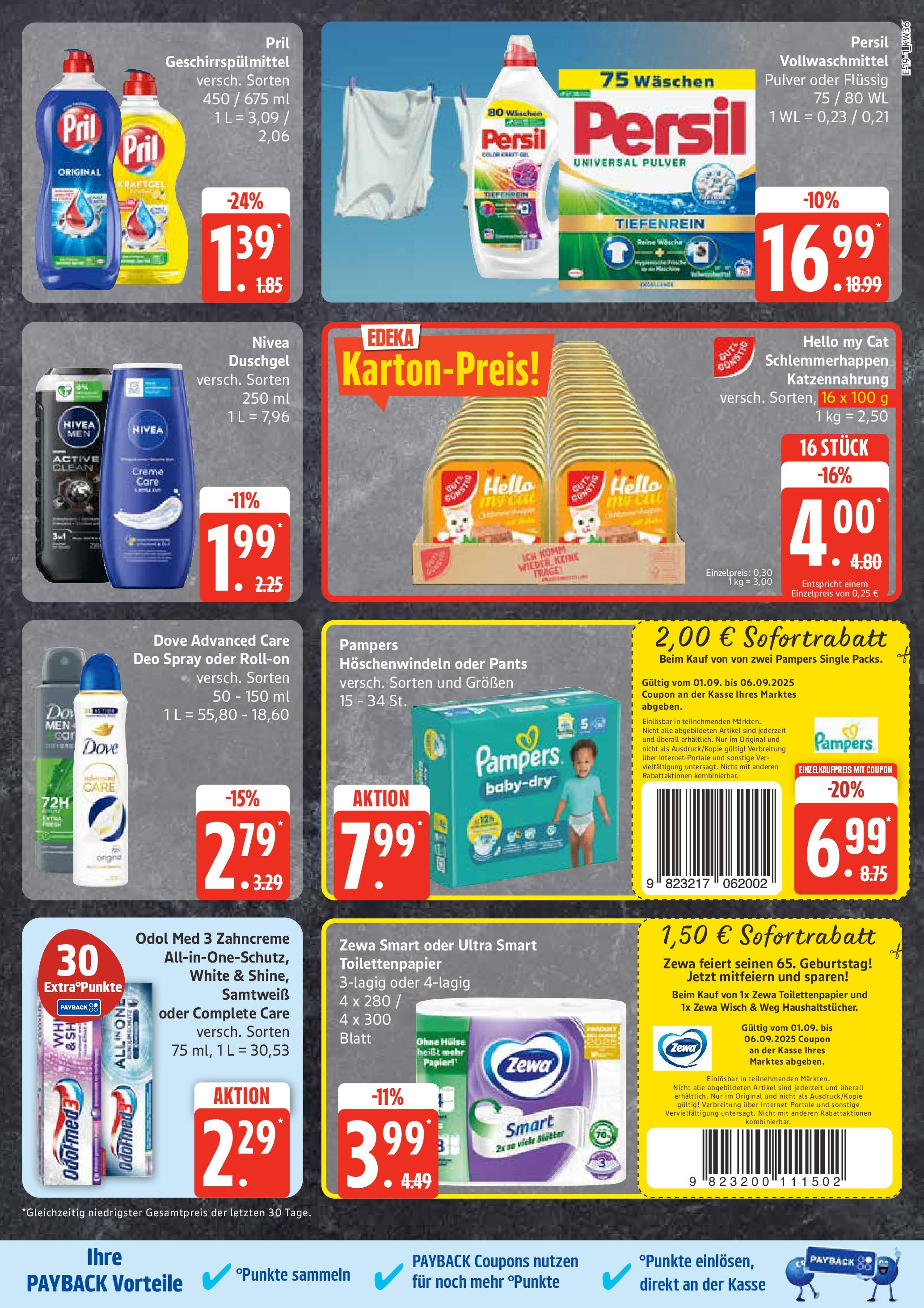 Marktkauf - Marktkauf: Wochenangebote (ab 01.09.2025) » Angebote ab Montag | Seite: 19 | Produkte: Pampers, Duschgel, Pril, Persil Marktkauf - Marktkauf: Wochenangebote (ab 01.09.2025) » Angebote online | Seite: 19 | Produkte: Pampers, Duschgel, Pril, Persil