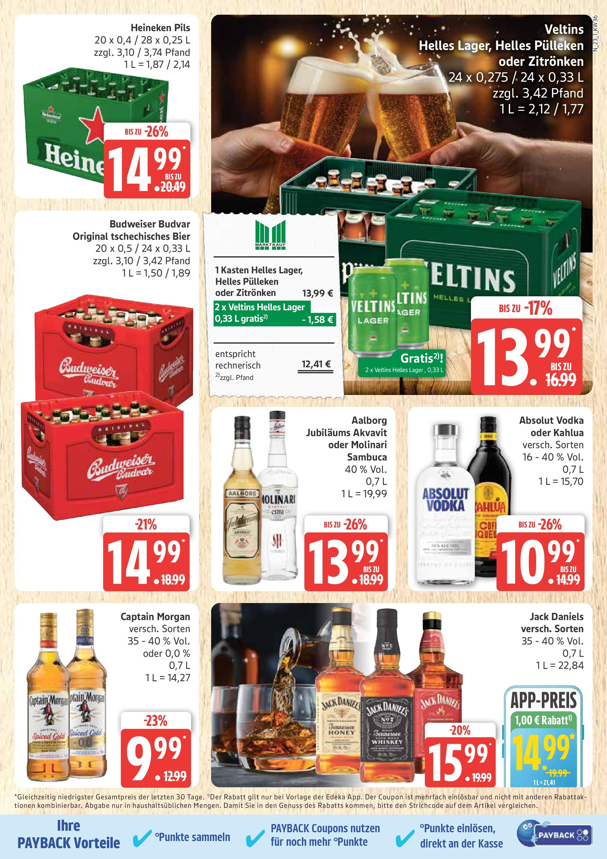 Marktkauf - Marktkauf: Wochenangebote (ab 01.09.2025) » Angebote ab Montag | Seite: 23 | Produkte: Jack Daniel's, Heineken, Vodka, Whiskey Marktkauf - Marktkauf: Wochenangebote (ab 01.09.2025) » Angebote online | Seite: 23 | Produkte: Jack Daniel's, Heineken, Vodka, Whiskey