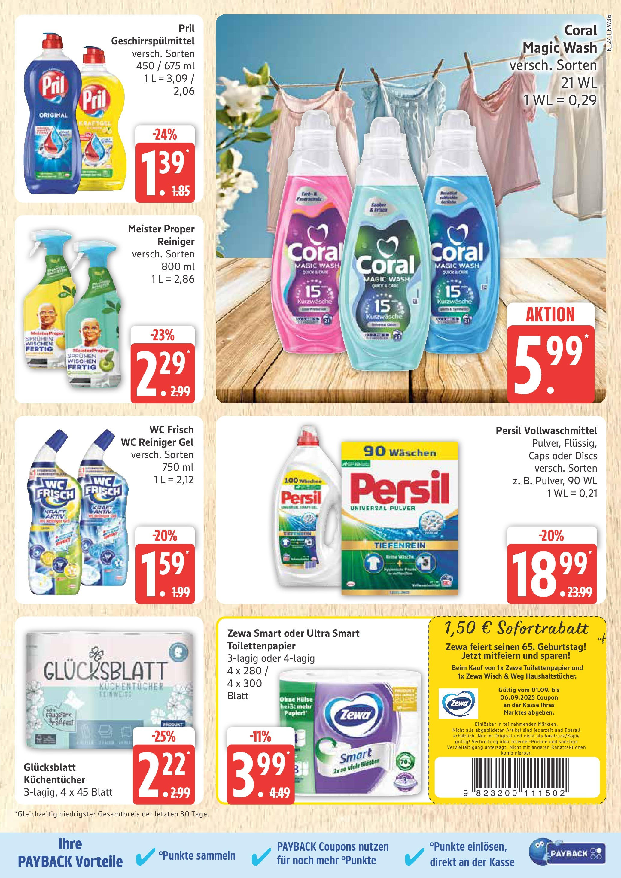 Marktkauf - Marktkauf: Wochenangebote (ab 01.09.2025) » Angebote ab Montag | Seite: 27 | Produkte: Zewa, Geschirrspülmittel, Pril, Toilettenpapier Marktkauf - Marktkauf: Wochenangebote (ab 01.09.2025) » Angebote online | Seite: 27 | Produkte: Zewa, Geschirrspülmittel, Pril, Toilettenpapier
